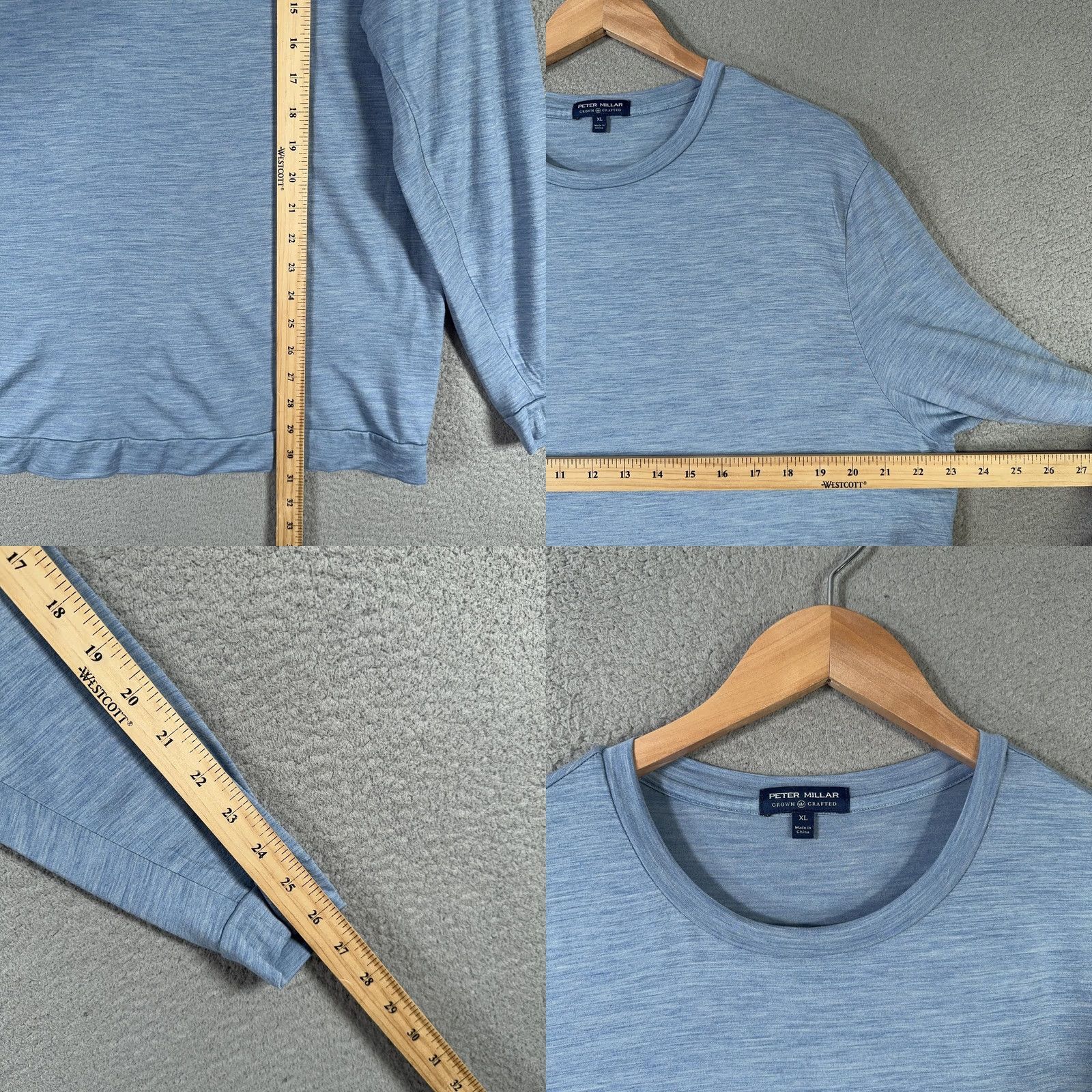 Peter Millar Peter Millar Merino Wool Cashmere Base layer Shirt Mens XL Long Sleeve MF20ES504 blue Crew Neck Stretch Jersey T-Shirt Size US XL / EU 56 / 4 - 8 Thumbnail