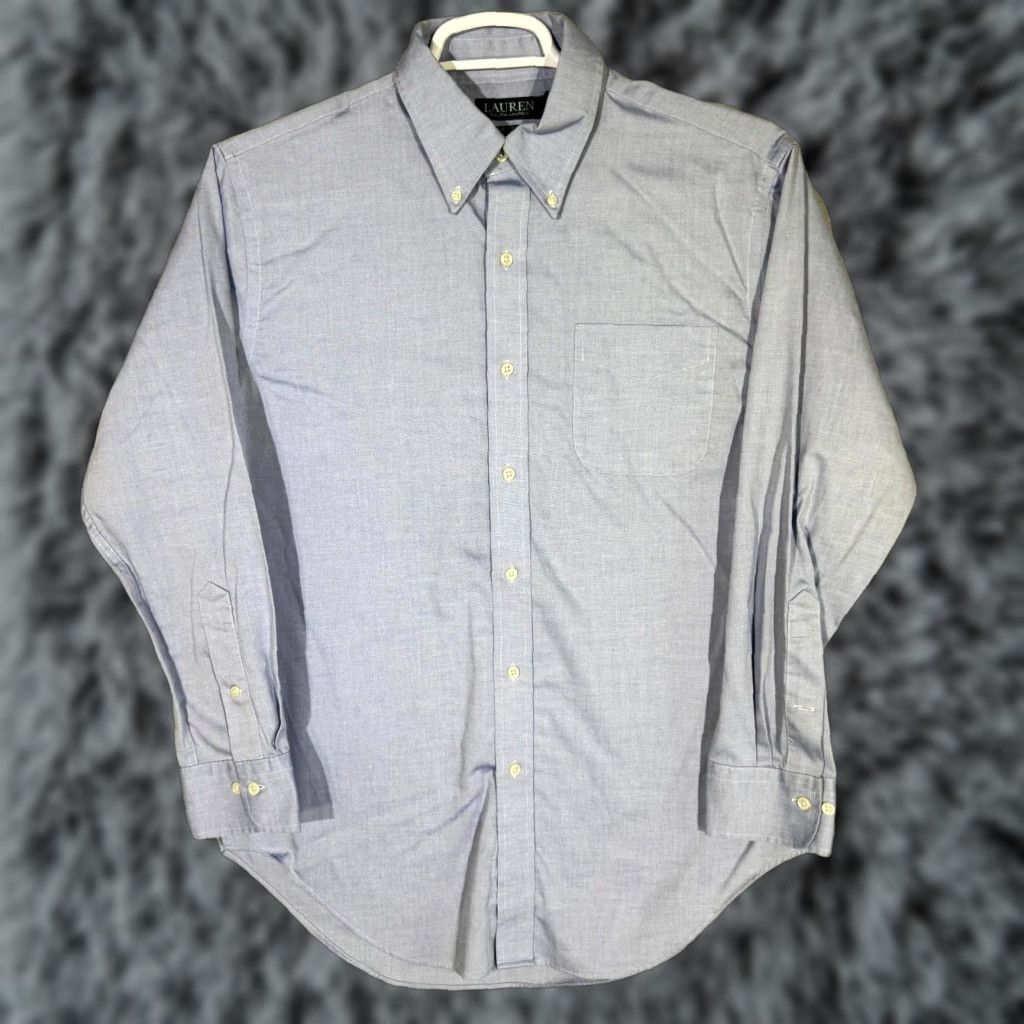 Ralph Lauren Lauren Ralph Lauren Dress Shirt Men 16 32/33 Blue Cotton Button-Down Shirt, Long Sleeve, Classic Fit Size 42R - 1 Thumbnail