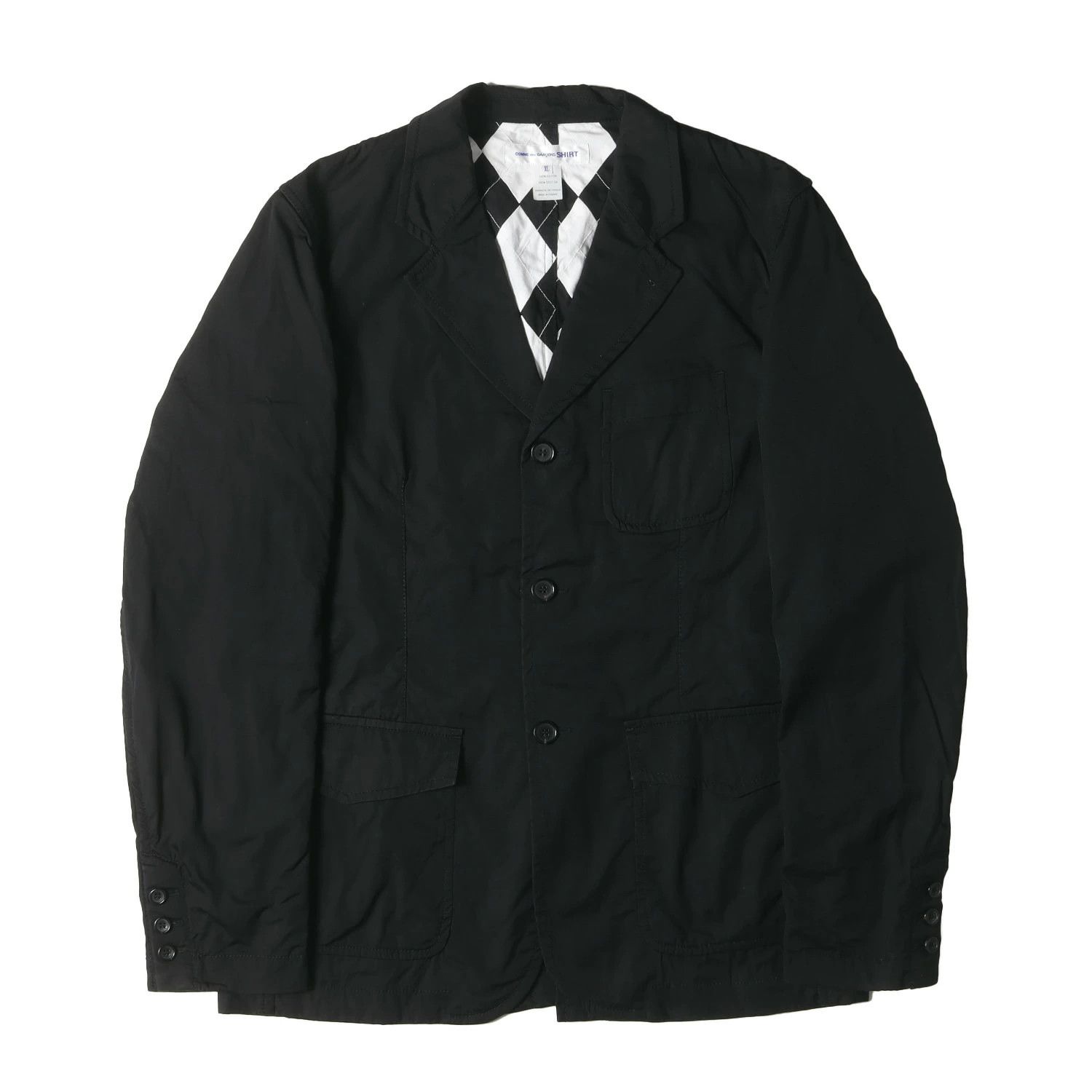 Comme des Garcons SHIRT Jacket Harlequin Check Quilted Lining 3B Tailored Black Size US XL / EU 56 / 4 - 1 Thumbnail