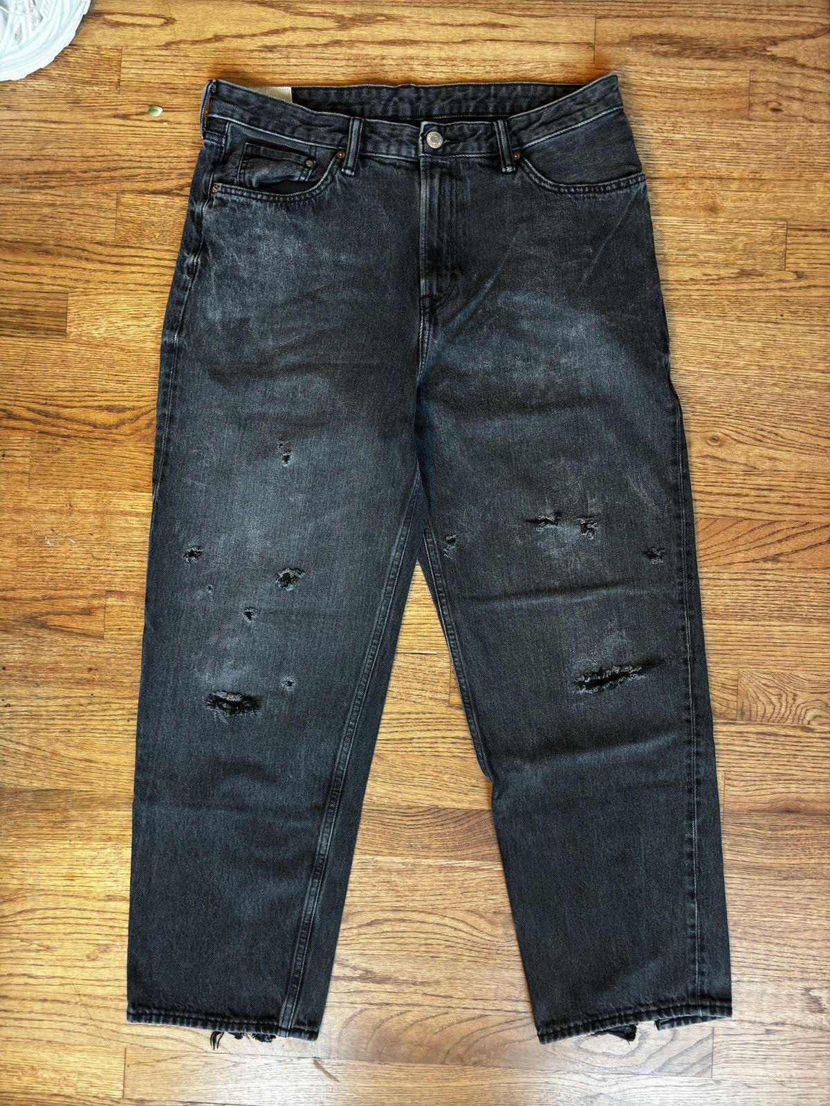 Japanese Brand × Vintage Distressed black baggy jeans Size US 36 / EU 52 - 1 Thumbnail