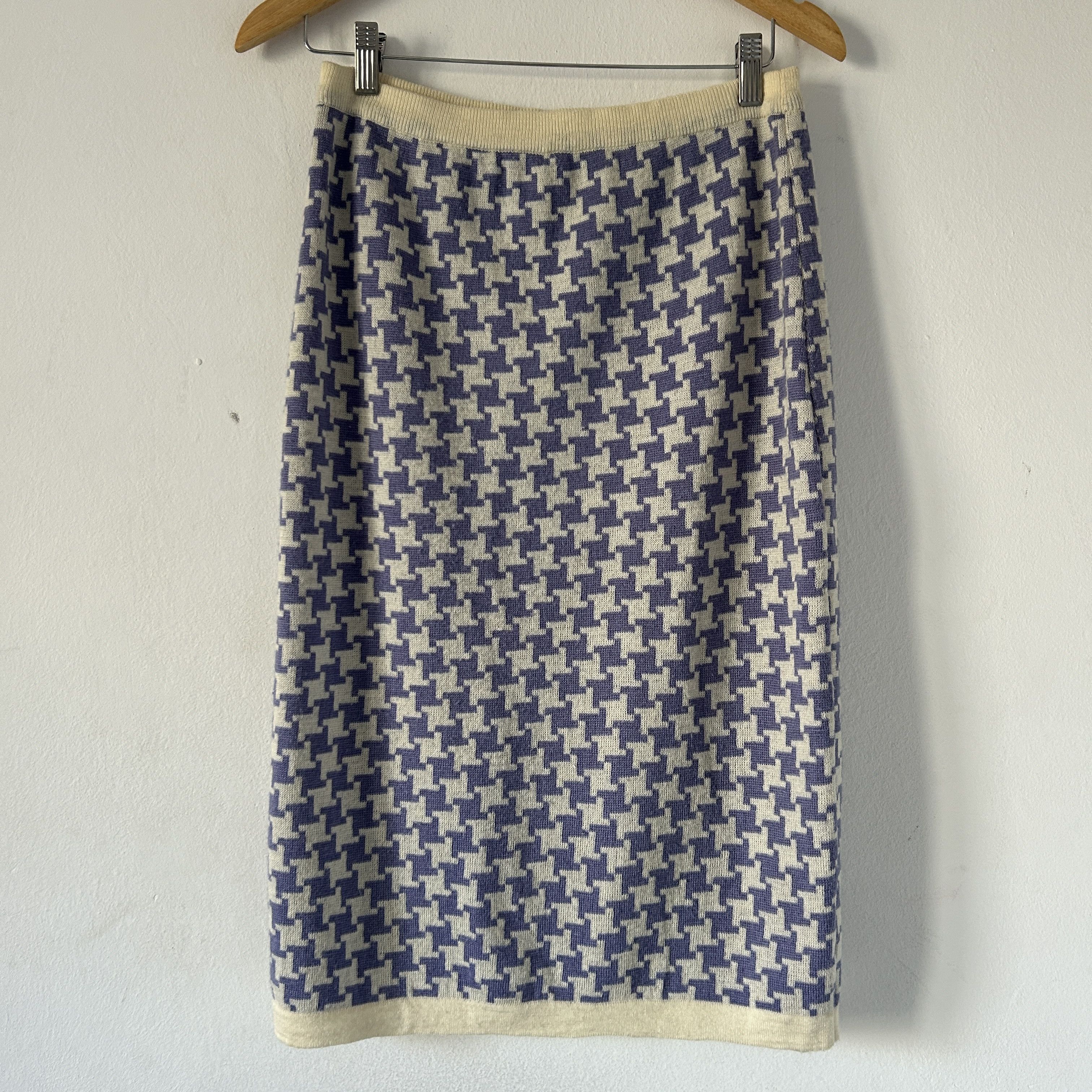 Evan Picone Vintage 90s houndstooth knitted skirt Size 30" / US 8 / IT 44 - 7 Thumbnail