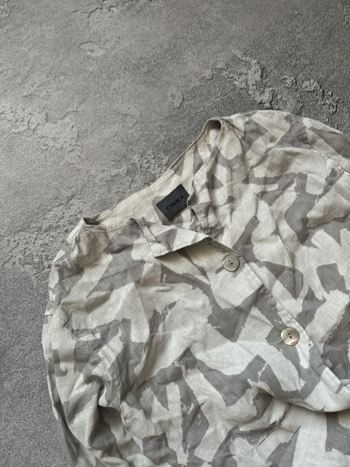 Japanese Brand × Vintage Oska 2 all printed relaxed blazer linen jacket oversiz shirt Size XS / US 0-2 / IT 36-38 - 2 Thumbnail