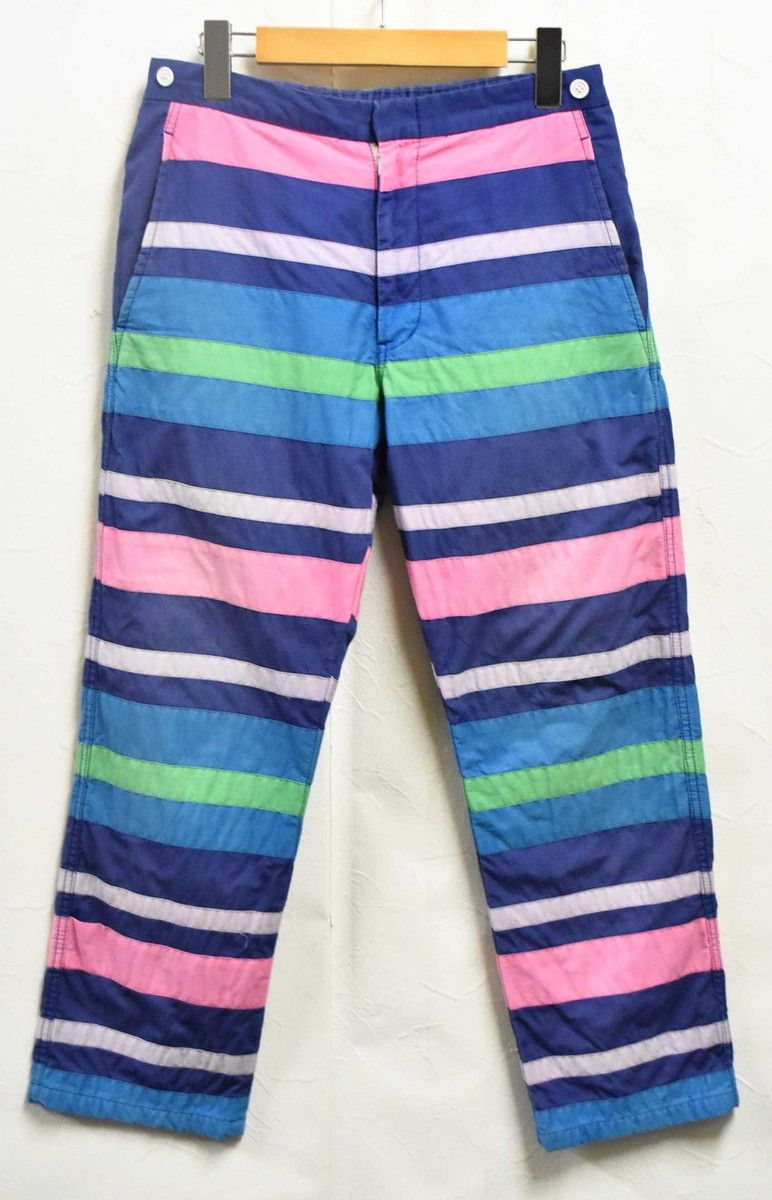 Sweatpants Multicolor Border Pattern Zip Fly