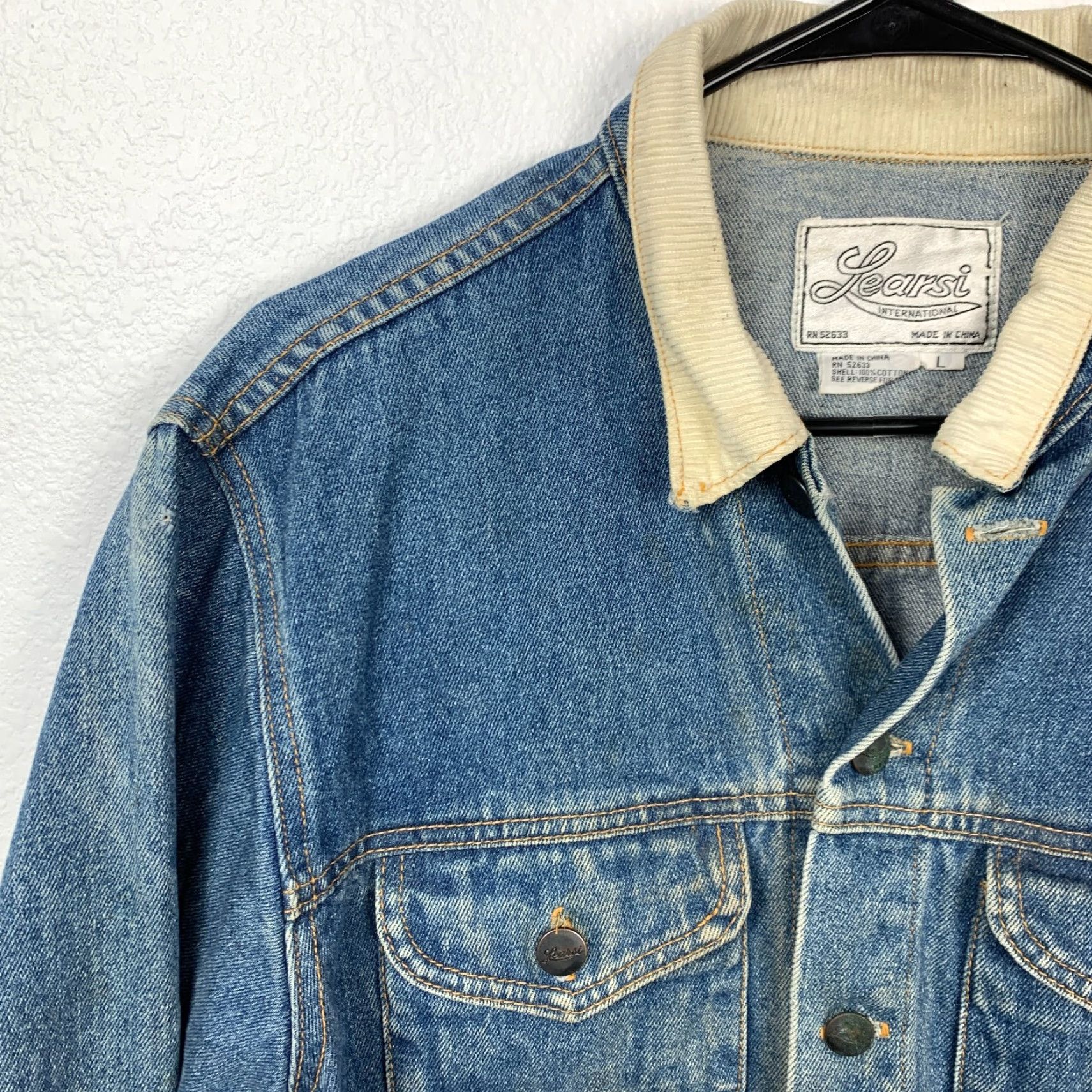 Denime VINTAGE Learsi Denim Jacket Grunge Trucker Button Large Men Jacket Blue Denim Size US 33 - 2 Thumbnail
