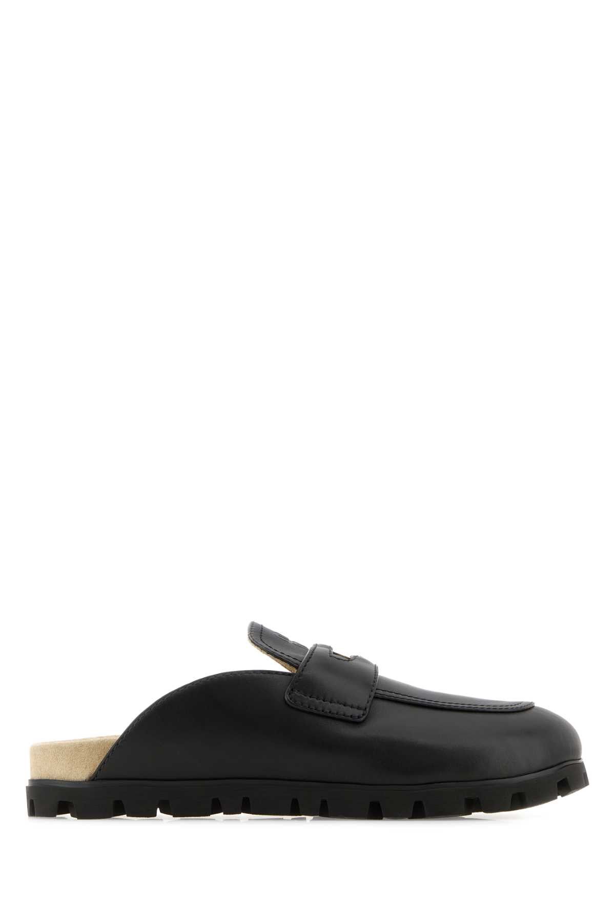 Miu Miu Black Leather Slippers Size US 8.5 / IT 38.5 - 1 Thumbnail