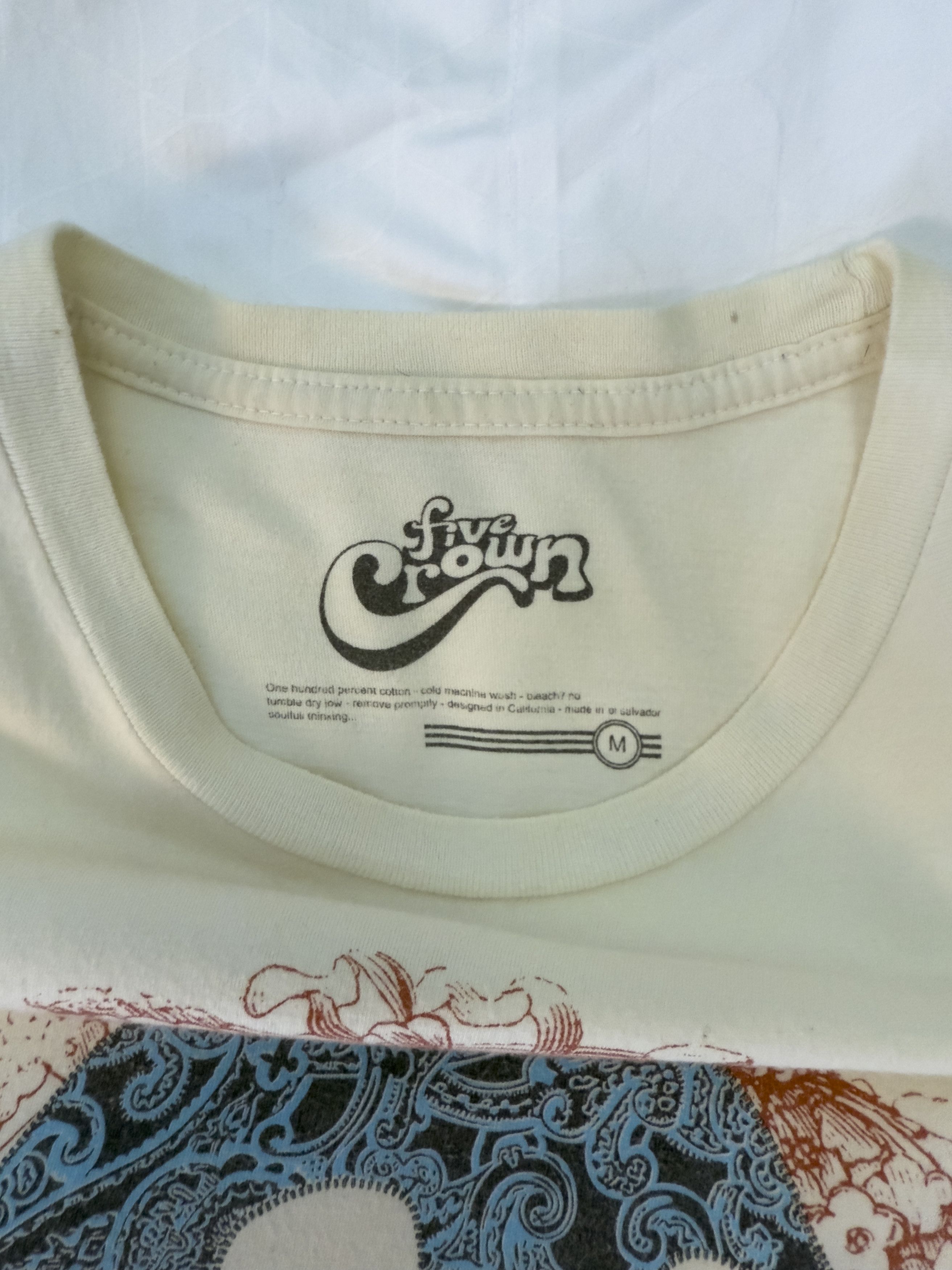 Other Vintage Skull Floral Graphic T-Shirt Cream Paisley Skull Tee Size US M / EU 48-50 / 2 - 5 Thumbnail