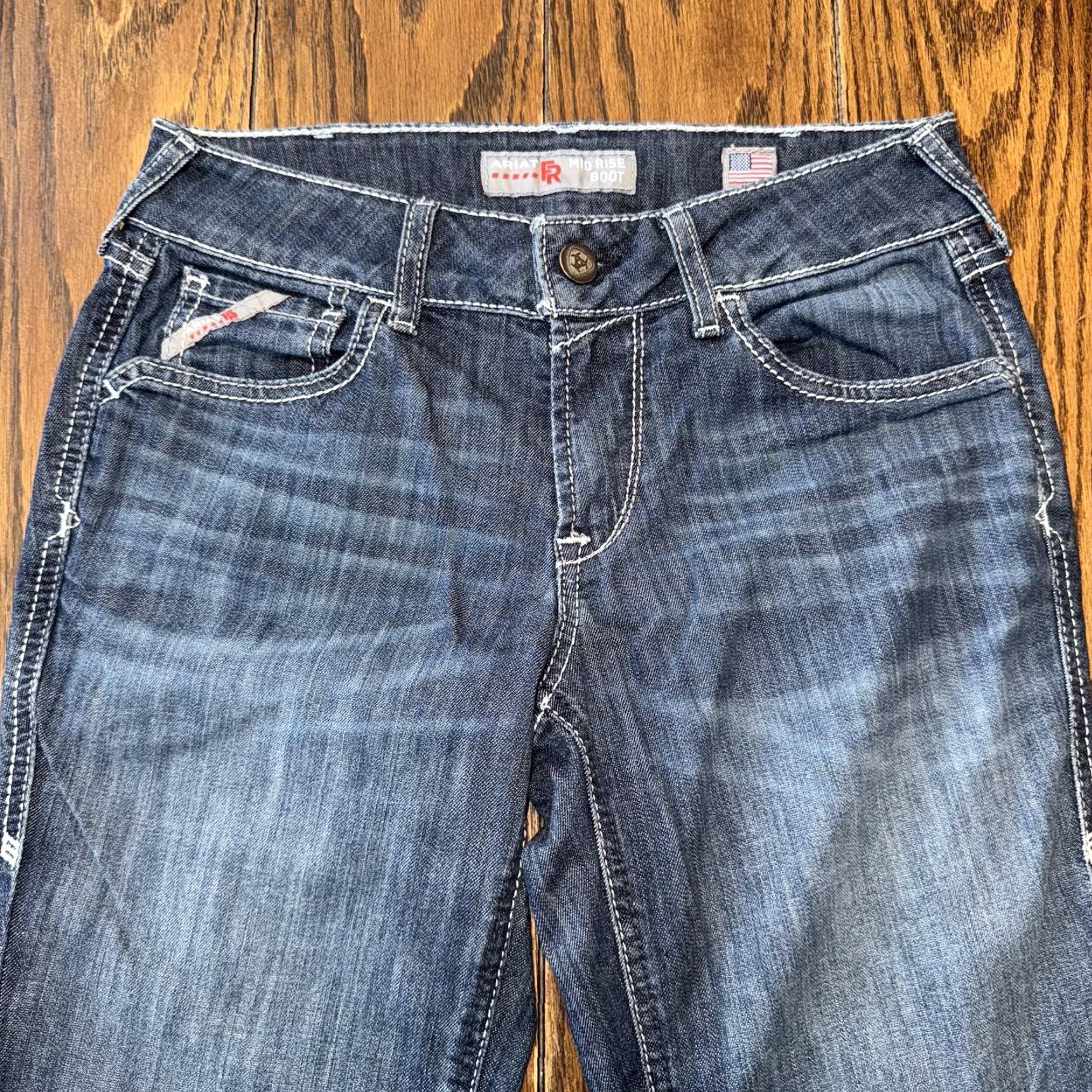 Ariat Ariat Real Jeans Womens 27S Blue Denim Mid Rise Stretch Bootcut 30x32 Jeans Size 27" / US 4 / IT 40 - 3 Thumbnail