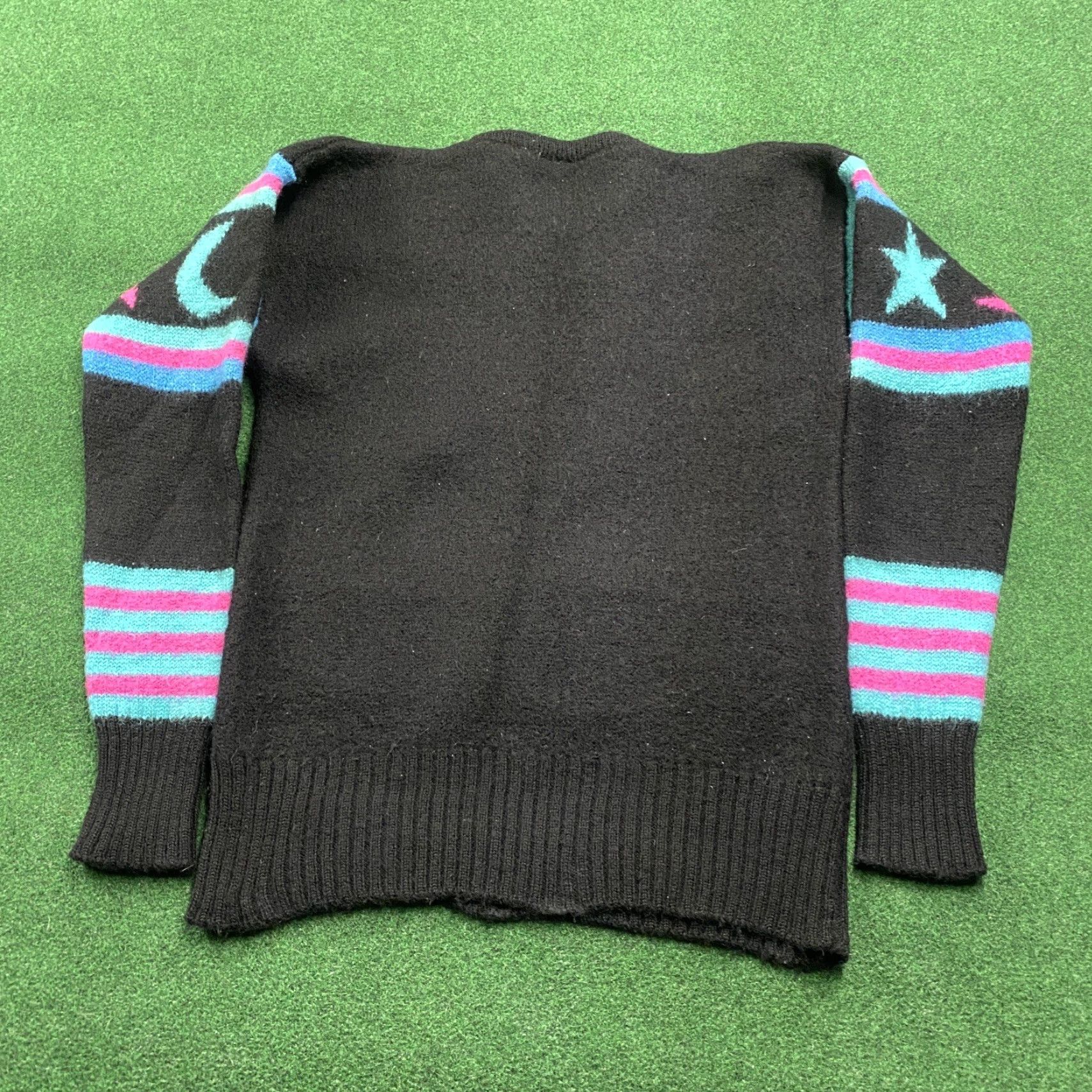 Vintage VINTAGE MEISTER Wool Sweatshirt Mens XS Black 90S Sun Moon Space Knit Crew Neck Pullover Size US XS / EU 42 / 0 - 4 Thumbnail