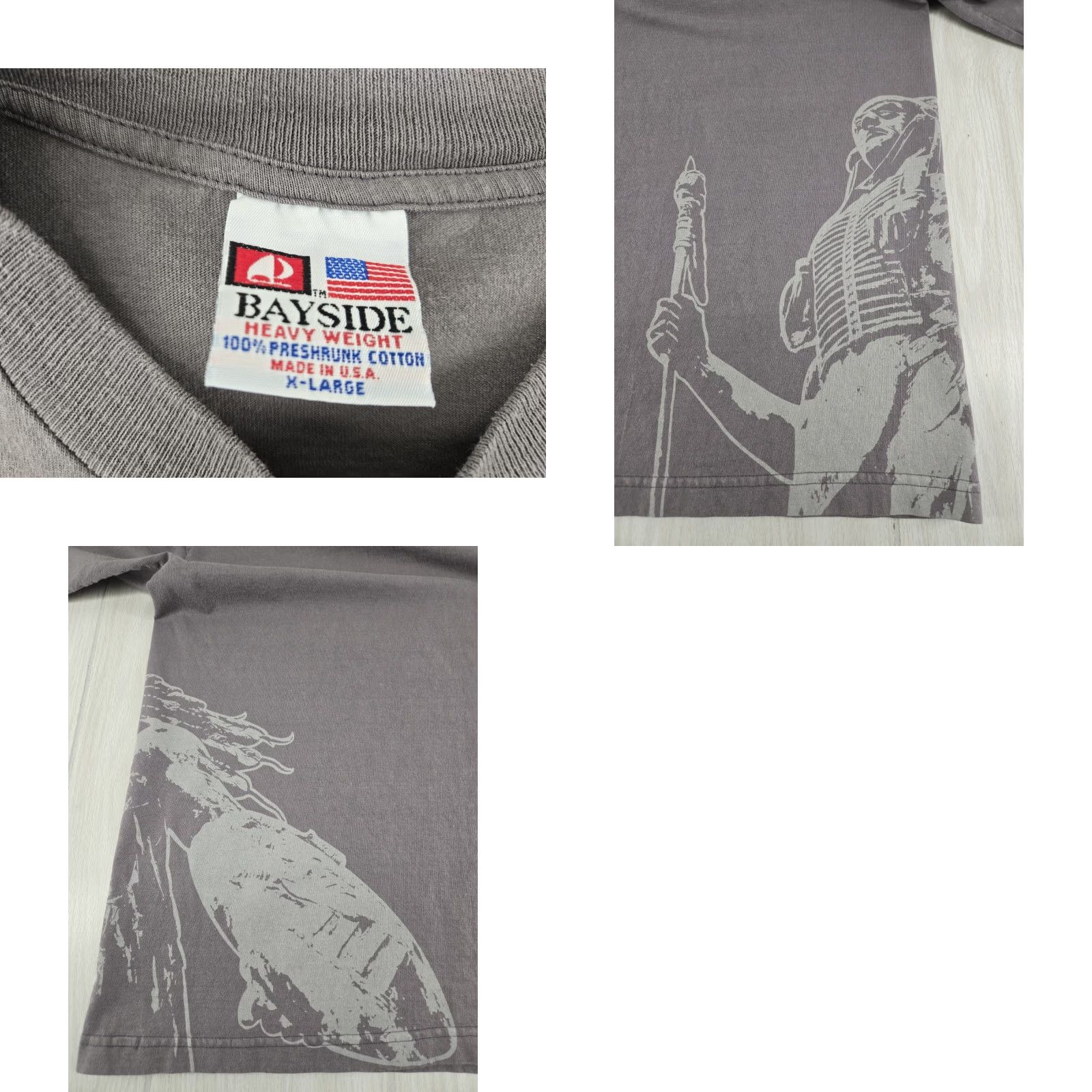 Vintage VINTAGE Bayside Shirt Mens XL T-Shirt Gray 90s Cowboy USA Graphic Print Logo Size US XL / EU 56 / 4 - 9 Thumbnail