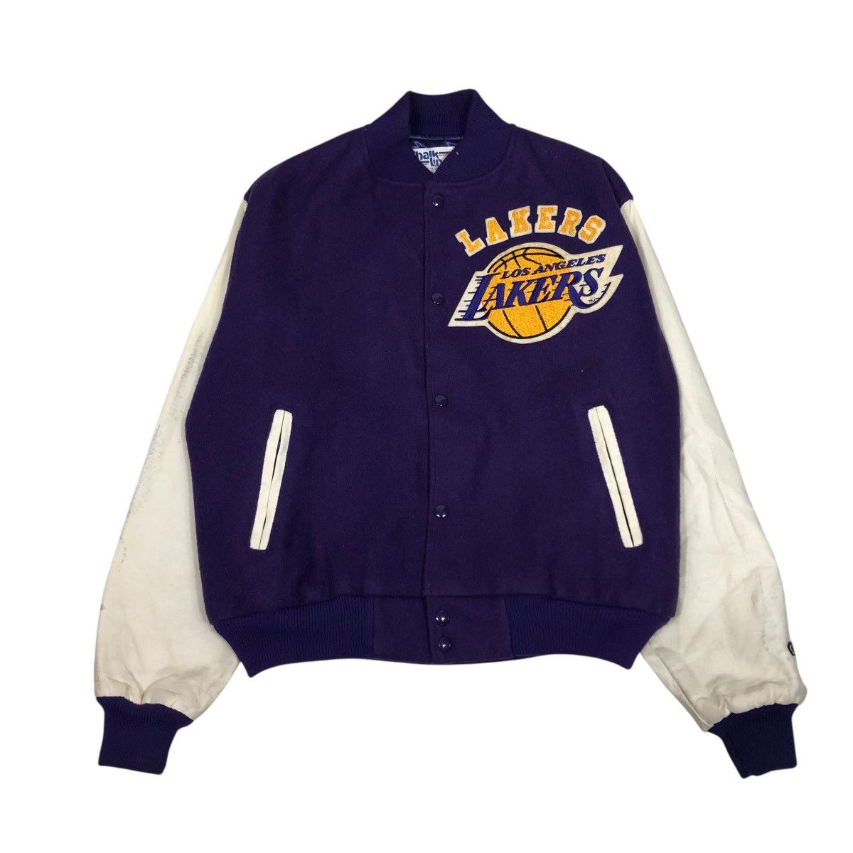 Chalk Line 🔥VINTAGE VARSITY LEATHER JACKET CHALK LINE LAKERS BIG LOGO Size US L / EU 52-54 / 3 - 2 Thumbnail