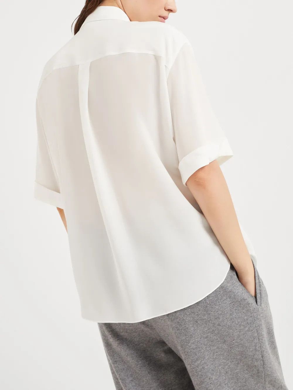 Brunello Cucinelli o1w1db10825 Blouse in Open White Size XL / US 12-14 / IT 48-50 - 3 Thumbnail