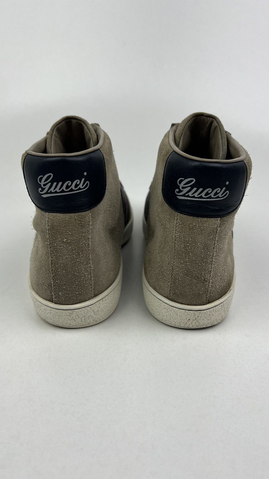 Gucci GUCCI Sneakers Suede Hi Top Shoes Web Stripe Logo Baige Mens Size US 7.5 / EU 40-41 - 9 Thumbnail