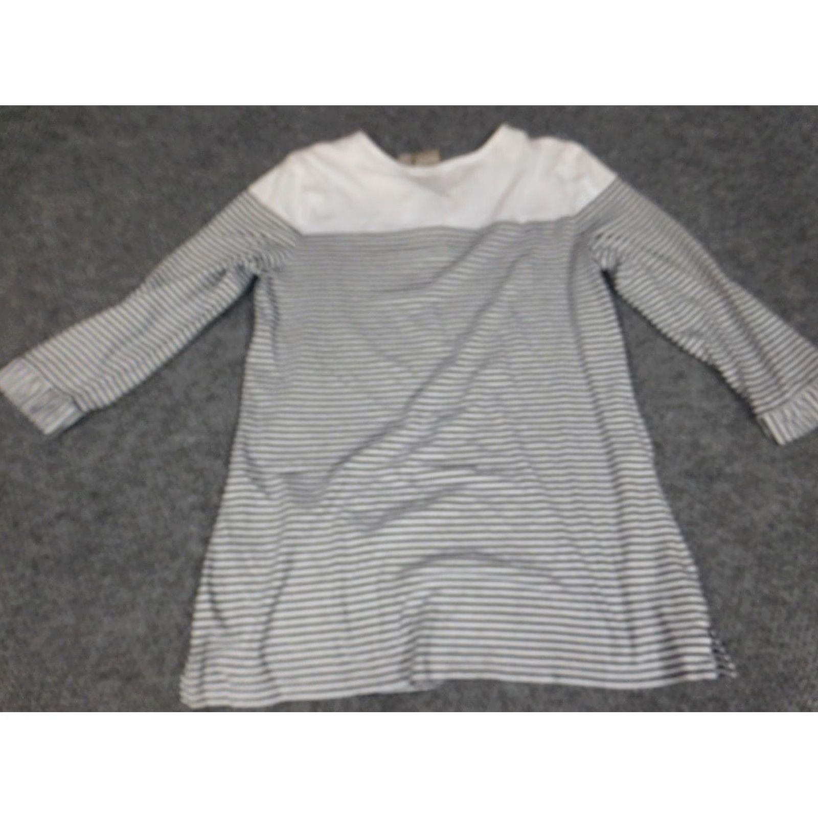 Vintage Chicos Blouse Size 1 Blue Womens Striped Pullover Stretch Top Cotton Modal Rayon Crew Neck Regular Fit Button Shirts Women Size XS / US 0-2 / IT 36-38 - 7 Thumbnail