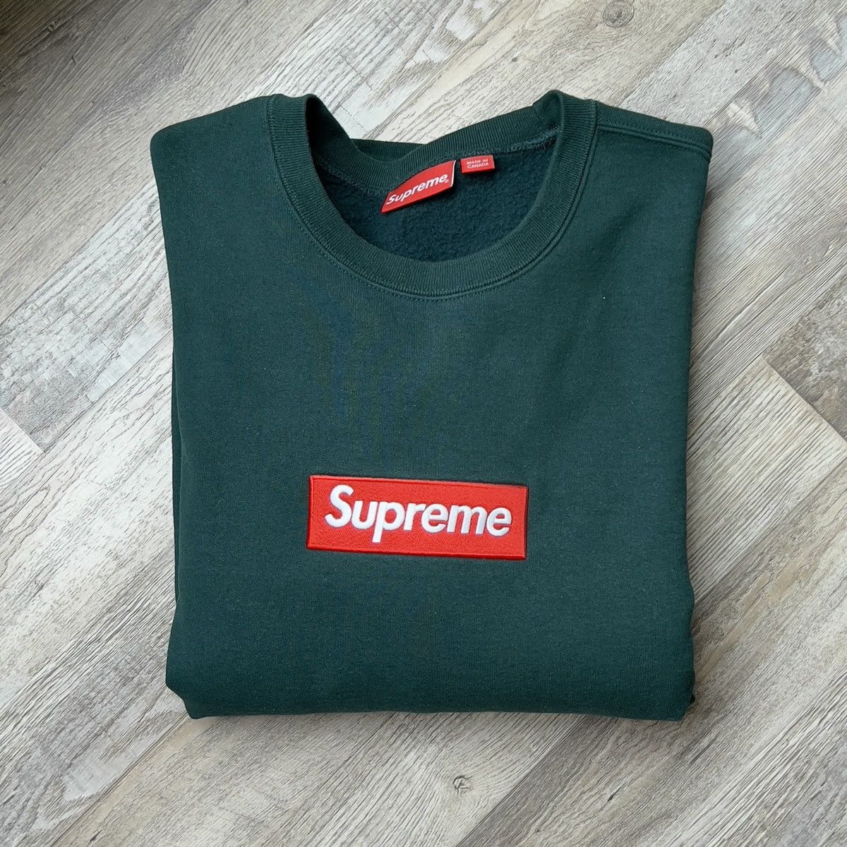 Supreme FW22 Supreme Box Logo Crewneck Sweatshirt Dark Pine Green XL |  Grailed