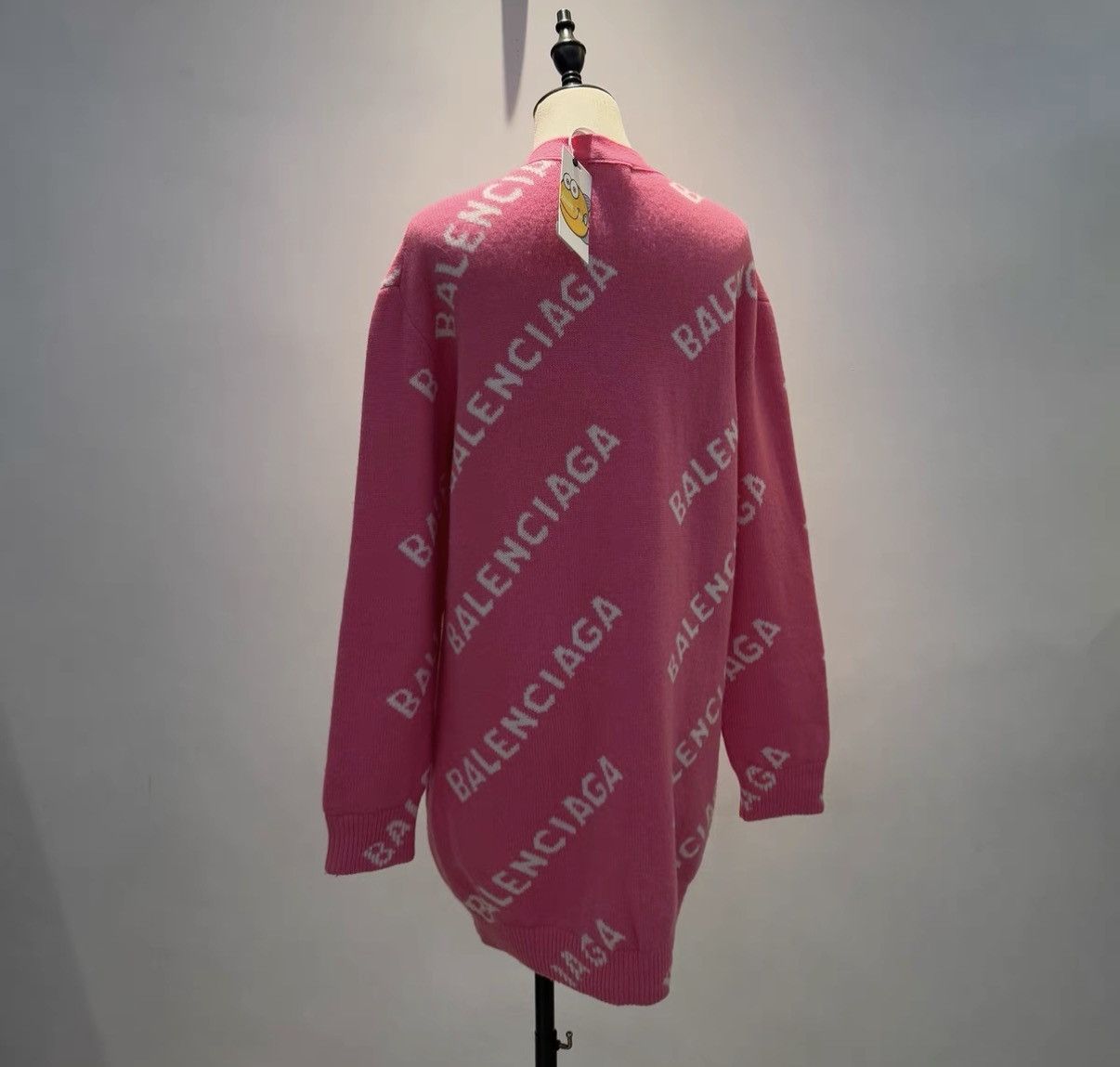 Balenciaga Balenciaga Pink Wool Knit "Barrage" Logo Cardigan Size S / US 4 / IT 40 - 4 Thumbnail