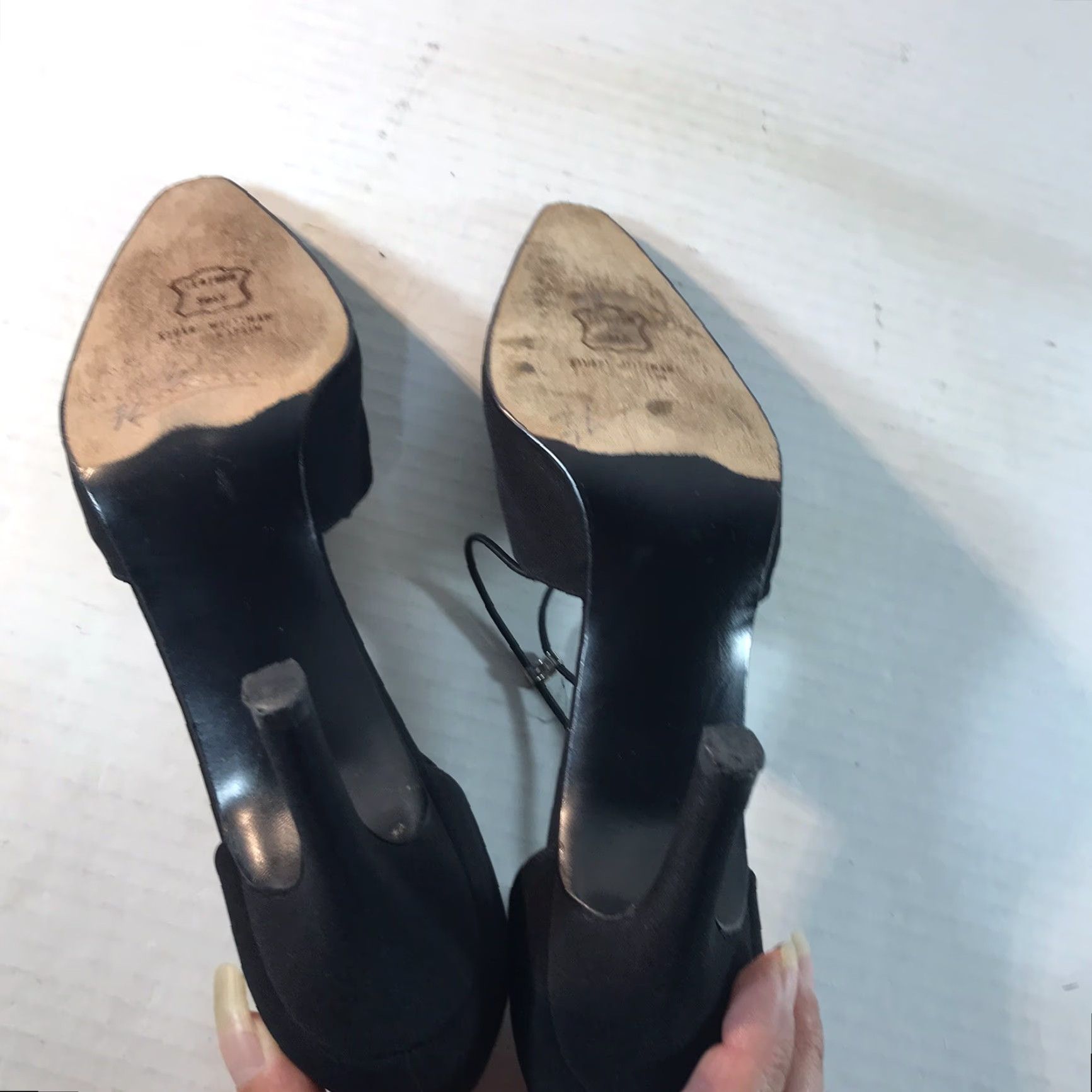 Stuart Weitzman Stuart Weitzman Black Fabric Slingback Heels Womens Size 7.5A 3in Stiletto Rhinestone Modern Party Size US 8 / IT 38 - 6 Thumbnail