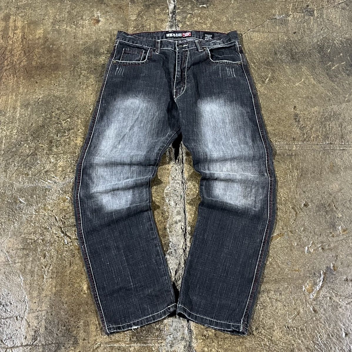 Affliction × JNCO × Vintage Crazy Vintage Y2K Baggy Jeans Embroidered Skater JNCO Style Size US 36 / EU 52 - 2 Thumbnail