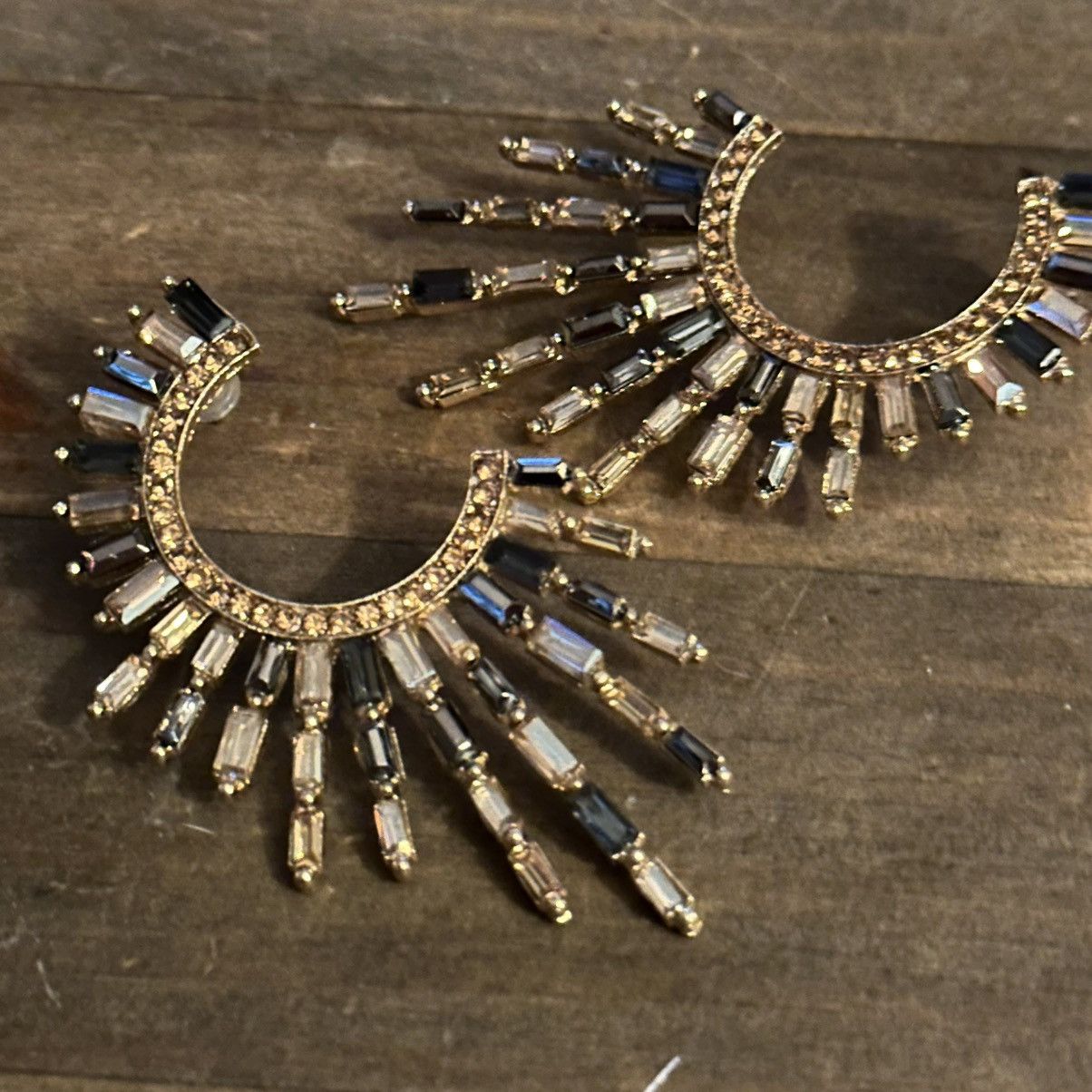 Other Gold tone gemstone sun ray drop earrings Size ONE SIZE - 4 Thumbnail