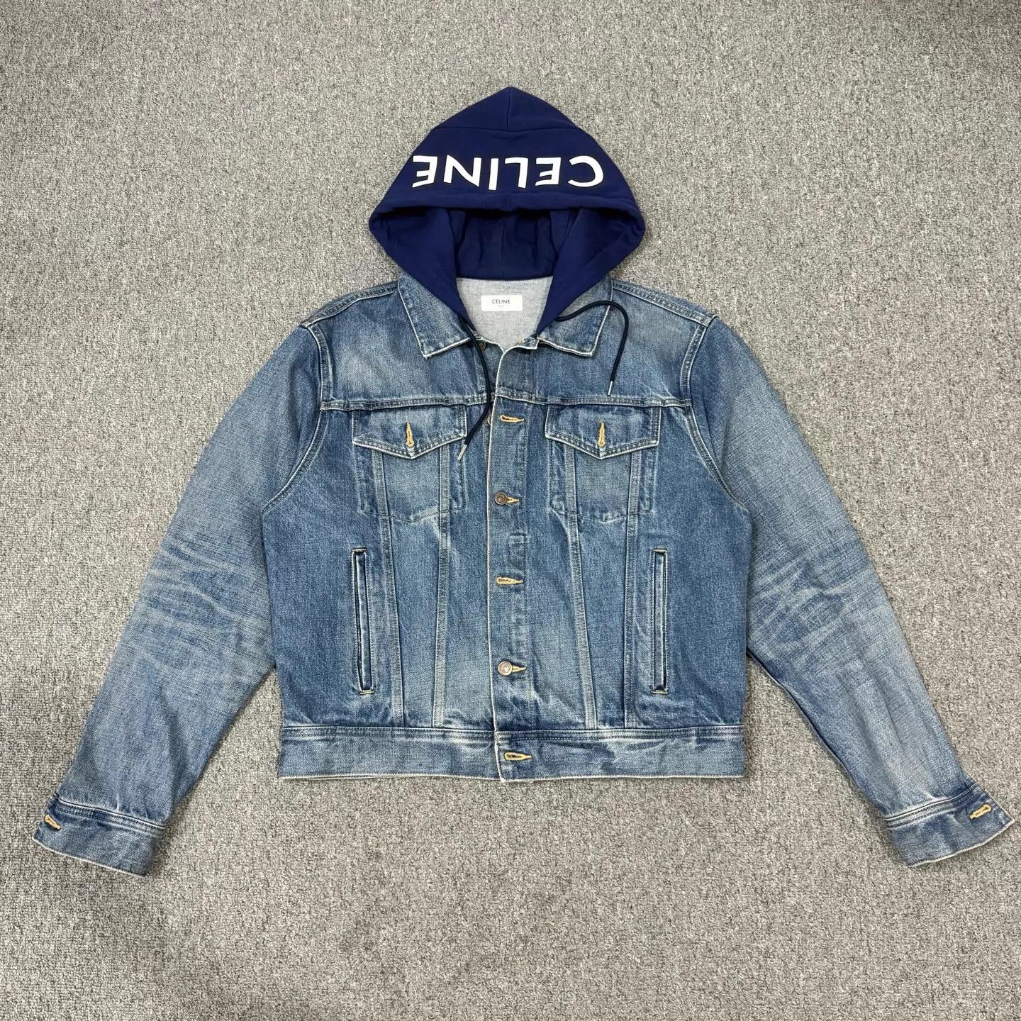 Celine Celine Blue Hooded Logo Denim Jacket L 99 New Size US L / EU 52-54 / 3 - 1 Thumbnail