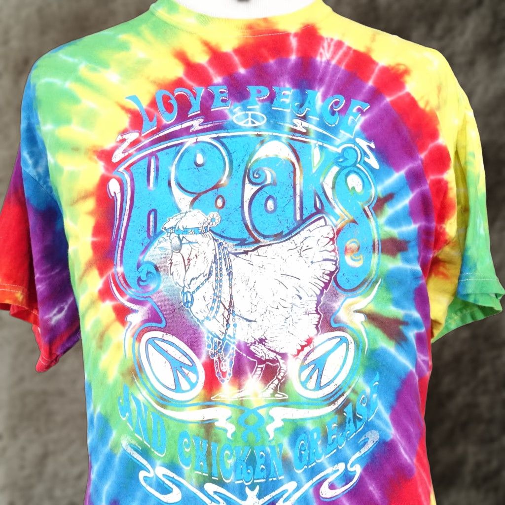 Gildan VINTAGE Gildan T-Shirt Men XL Rainbow Tie Dye Love Peace Chicken Grease Retro Graphic Tee Size US XL / EU 56 / 4 - 1 Thumbnail