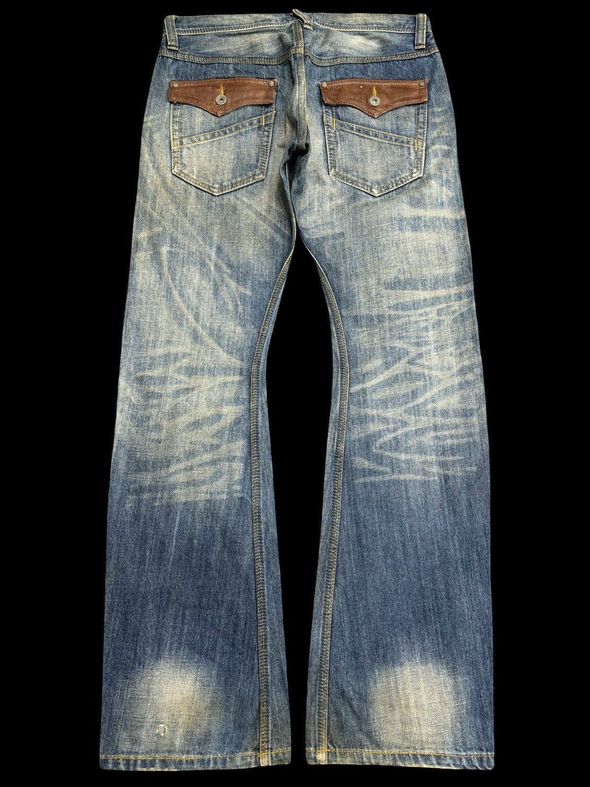 Japanese Brand 💥Japan Style Flare💥Hideaways Curve Distressed Denim F582 Size US 33 - 2 Thumbnail