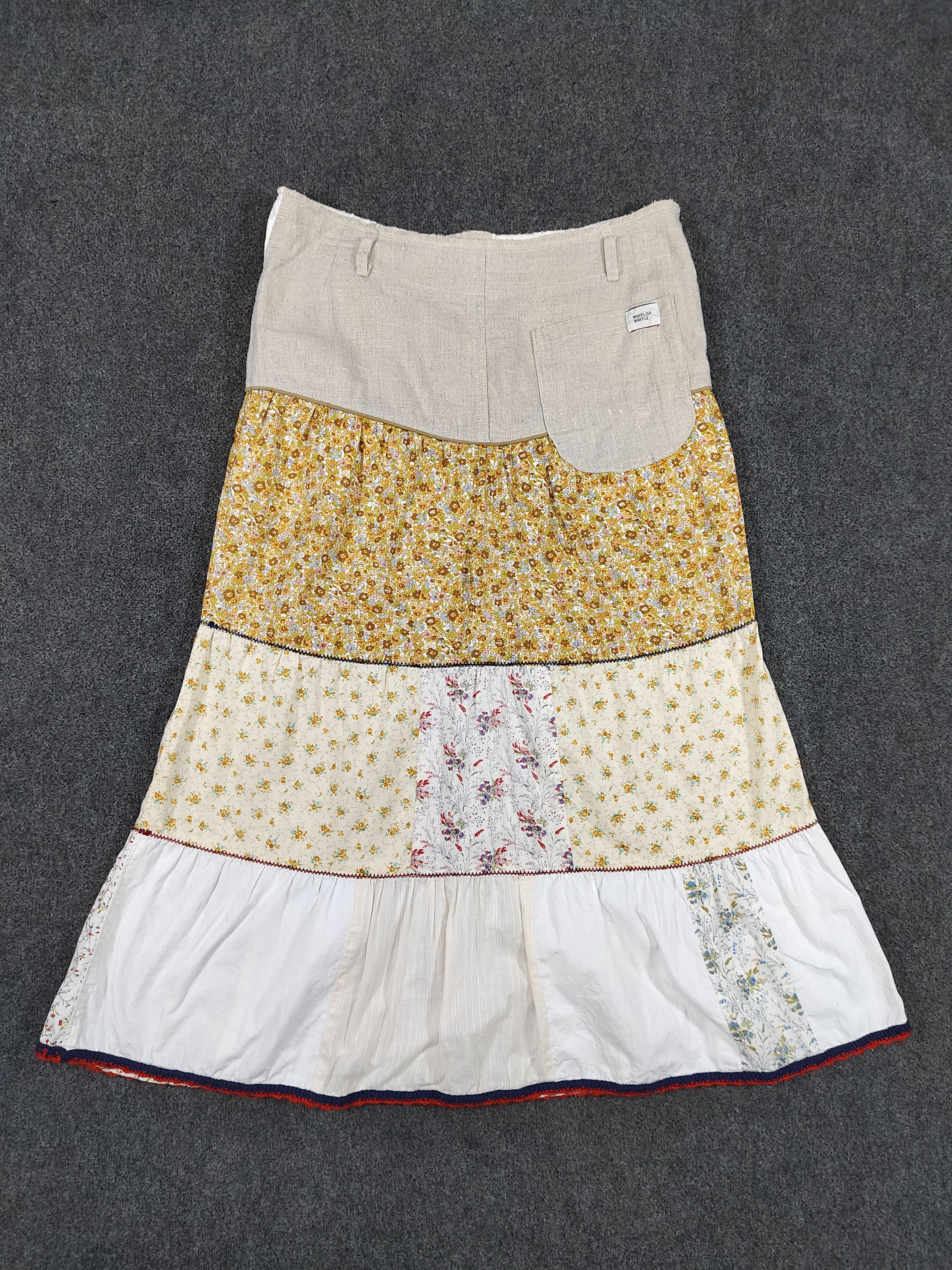 Japanese Brand Wafflist Waffle🇯🇵 Pacthwork Hippie Bohemian Skirt Size 30" / US 8 / IT 44 - 5 Thumbnail