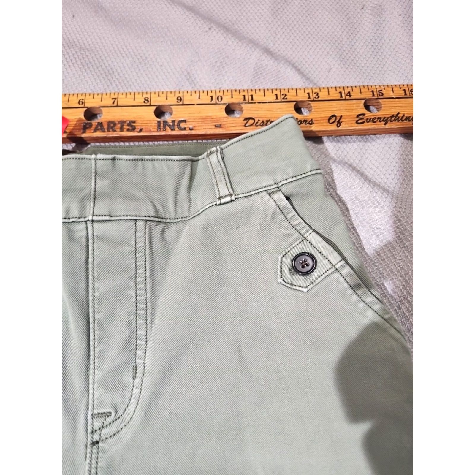 Spanx Spanx Pants Womens S Green Twill Wide-Leg Jeans Pull On Stretch Regular Inseam 25.5in Denim Size 28" / US 6 / IT 42 - 6 Thumbnail