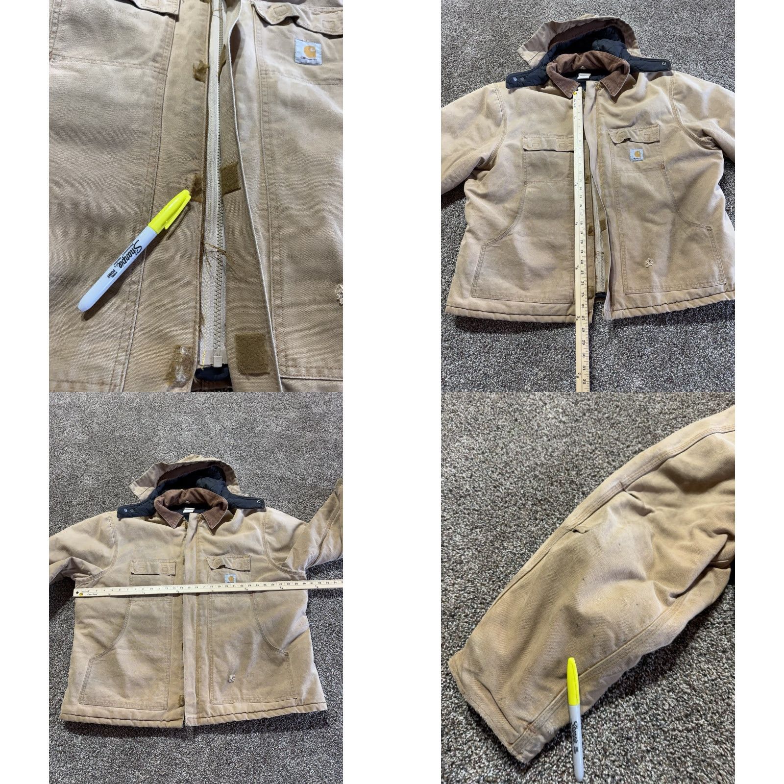Carhartt VINTAGE Carhartt Jacket 3XL Tan Distressed Faded 90s Workwear Logo Quilted Zipper Carhartt C03 Mens Size US XXL / EU 58 / 5 - 8 Thumbnail