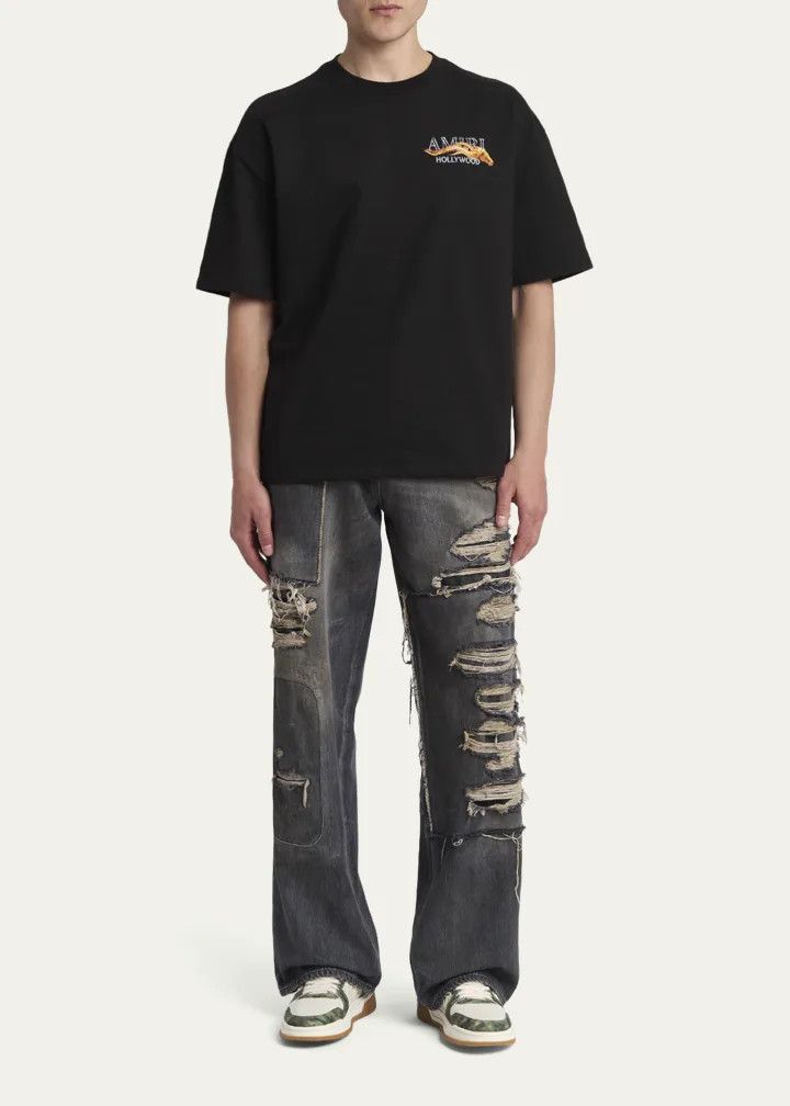 Amiri os11x0326 Distressed Stretch Straight-Fit Jeans in Black Size US 36 / EU 52 - 2 Thumbnail