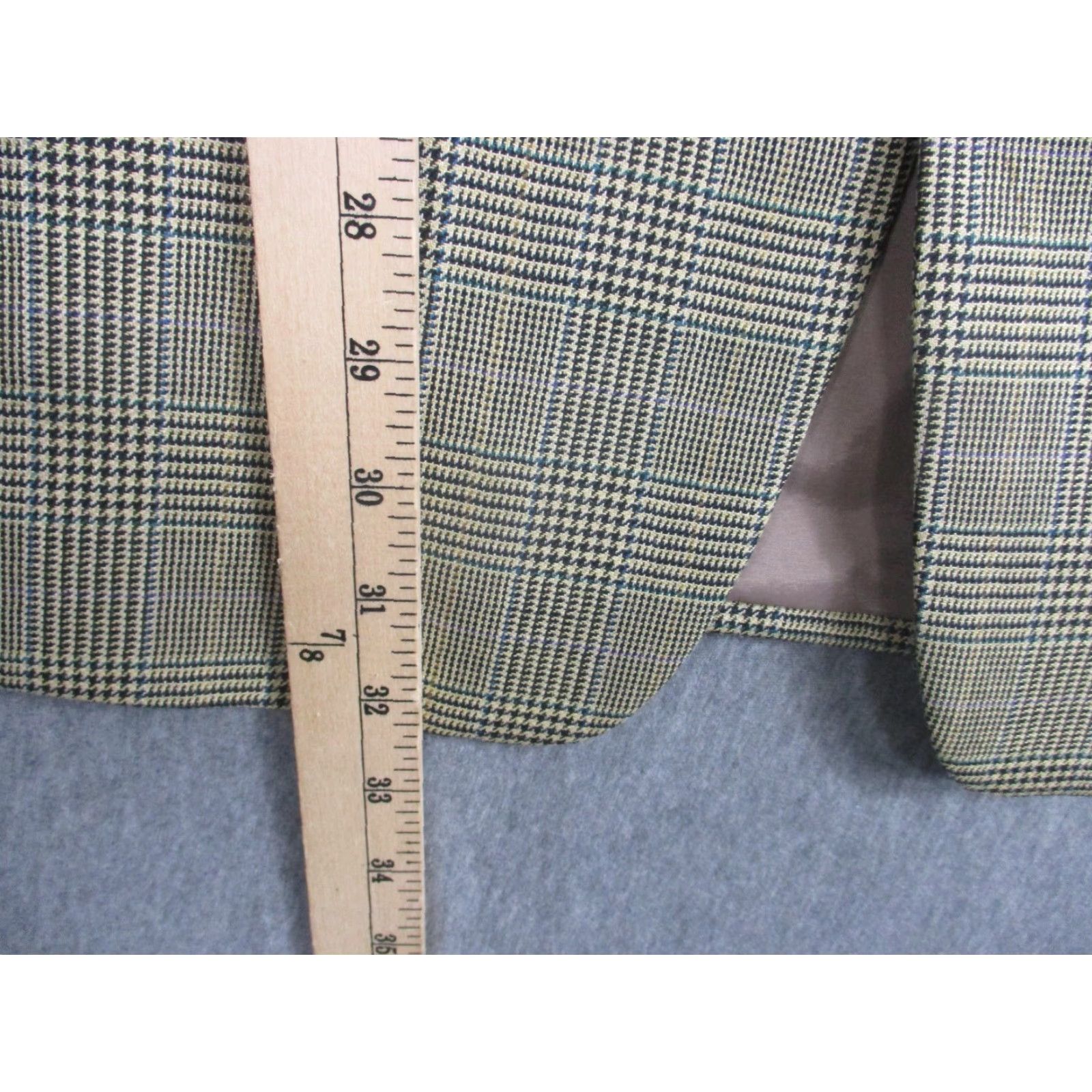 Ralph Lauren Lauren Ralph Lauren Blazer Mens 46R Tan Silk Wool Glen Plaid Two Button Vented Size 46R - 3 Thumbnail