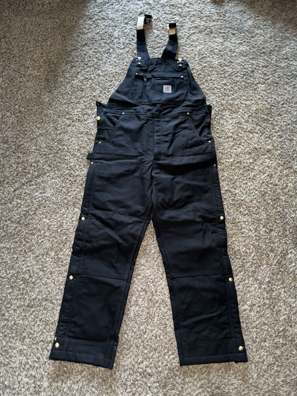 Carhartt Black hot Bib Overall Double Knee 38x28