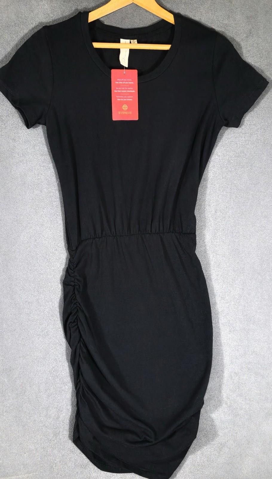 Designer Allison Joy Rosie Scrunch Dress Black NWT Evereve Ruched Size S / US 4 / IT 40 - 1 Thumbnail