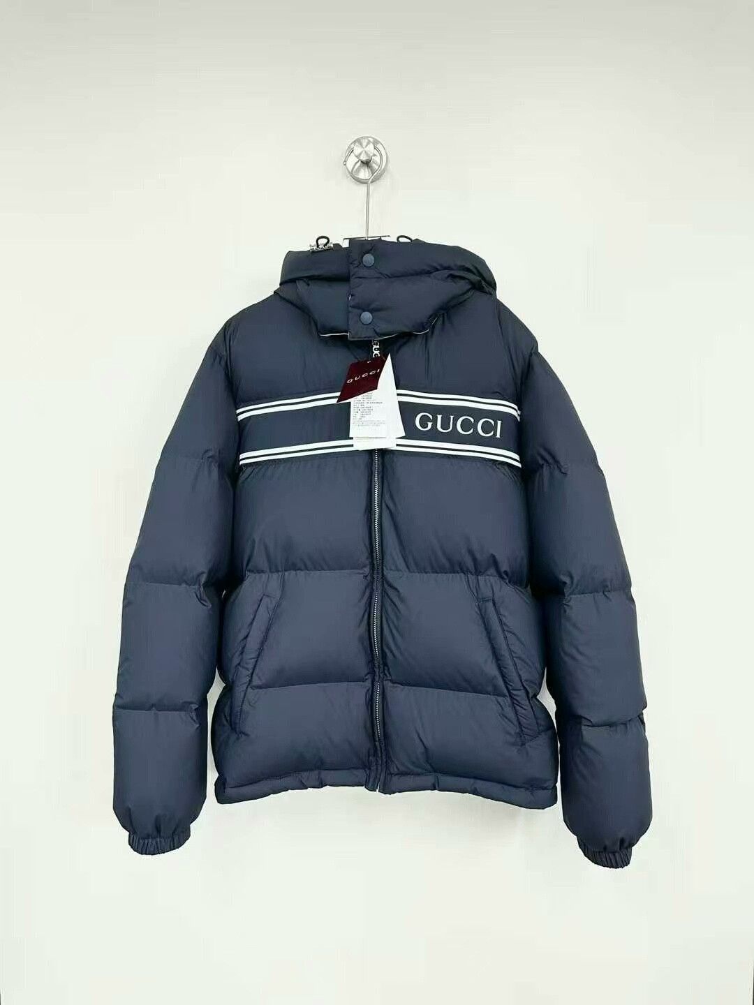 Gucci navy blue detachable hooded puffer jacket Size US L / EU 52-54 / 3 - 1 Thumbnail