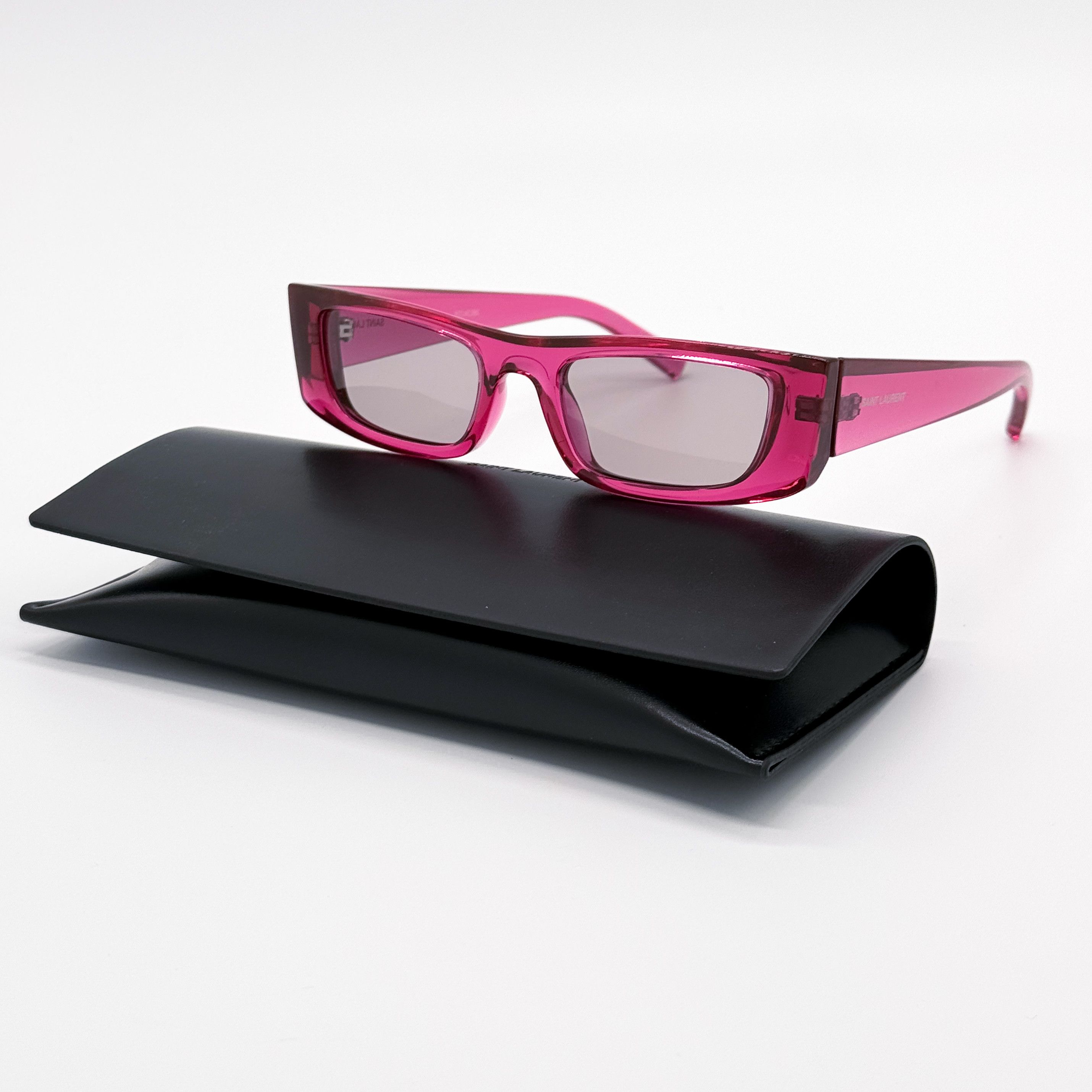 New! Saint Laurent Transparent Pink Sunglasses, SL553 003, Unisex, Authentic NEW SAINT LAURENT SL 553 003 UNISEX SUNGLASSES SL553 PINK is  main image 4