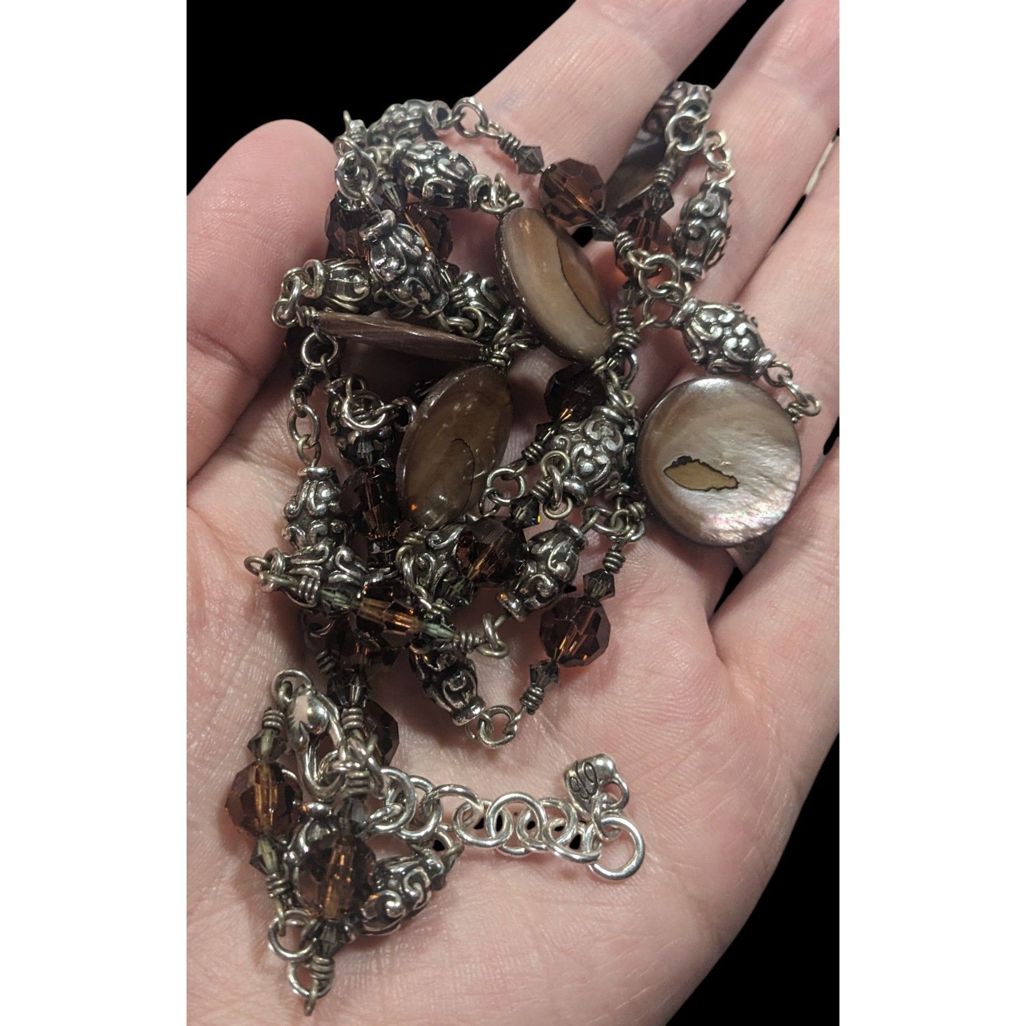 Brighton Brighton Utopia Brown Shell And Glass Beaded Silver Tone Nec Size ONE SIZE - 3 Thumbnail