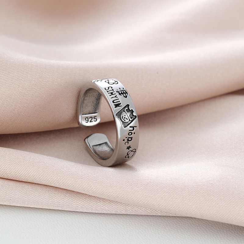 Jewelry Retro Floral Prince Graffiti Open Ring Size ONE SIZE - 1 Thumbnail