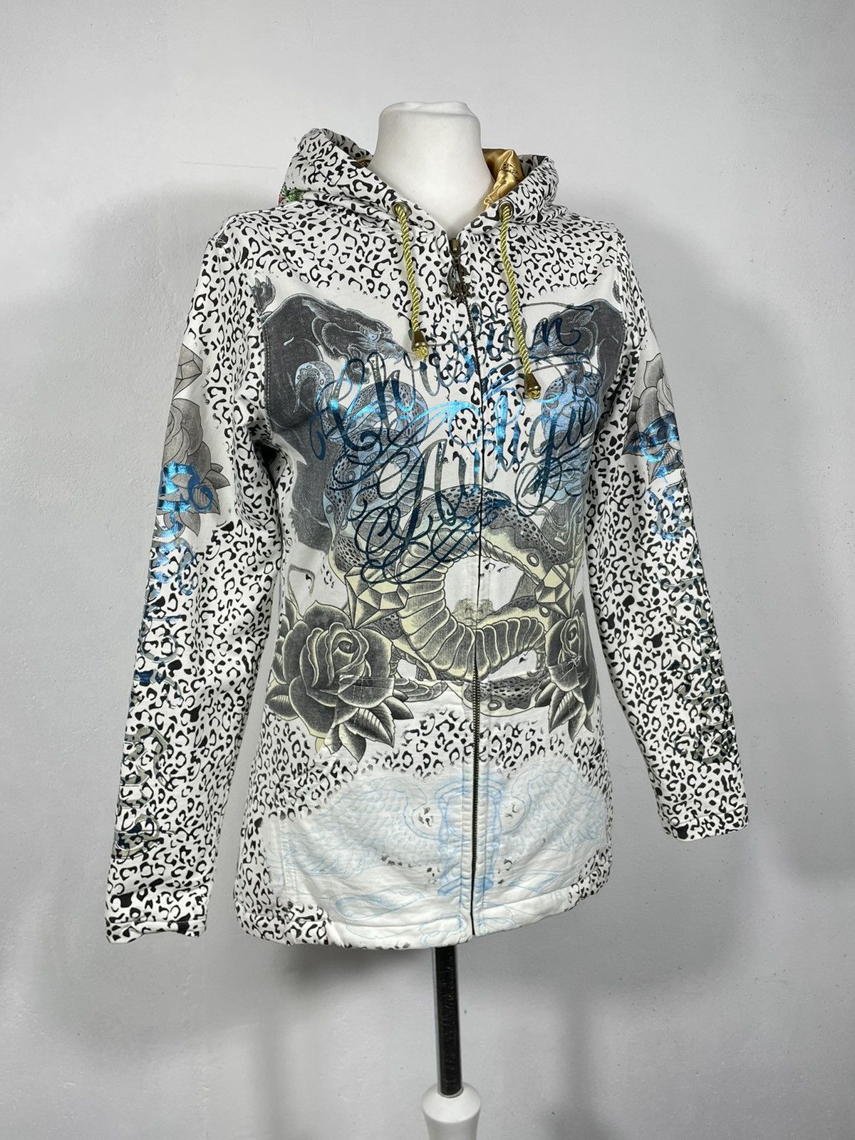 Christian Audigier × Ed Hardy × Vintage Christian Audigier Ed Hardy Retro 00s Hoodie With Crystals Size M / US 6-8 / IT 42-44 - 4 Thumbnail