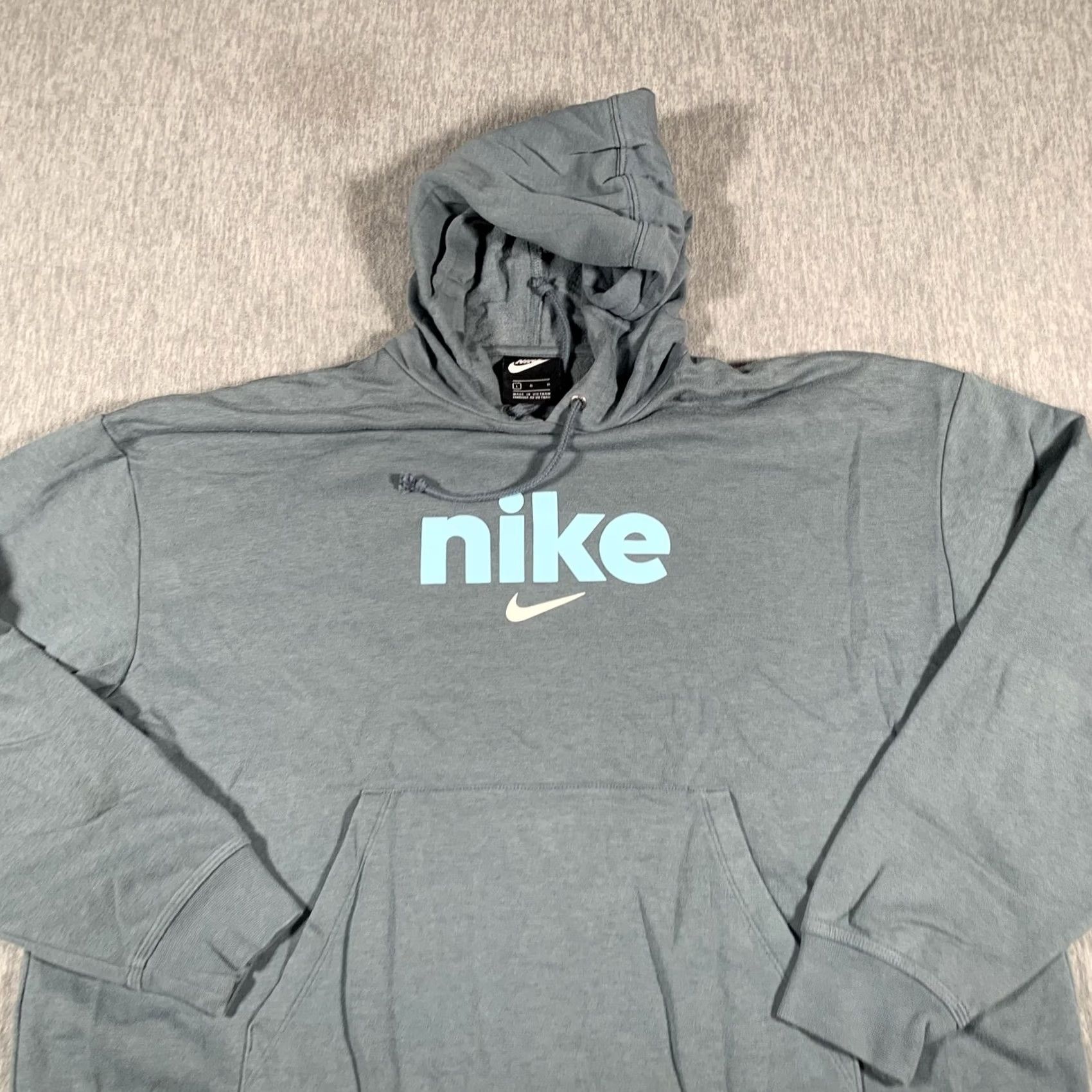 Nike Nike Hoodie Mens Large Gray Pullover Swoosh Kangaroo Pocket Graphic Print Logo Sweatshirt Size US L / EU 52-54 / 3 - 2 Thumbnail