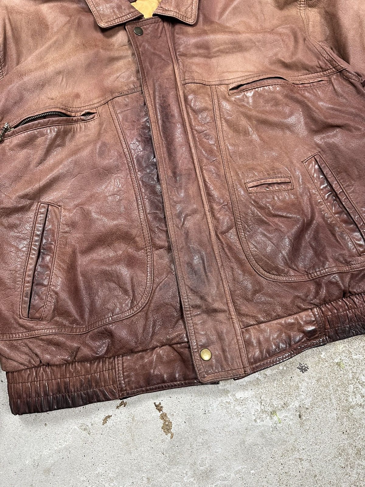 Vintage ‼️ Vintage 90s Distressed Brown / Orange Leather Jacket Rare Size US L / EU 52-54 / 3 - 4 Thumbnail