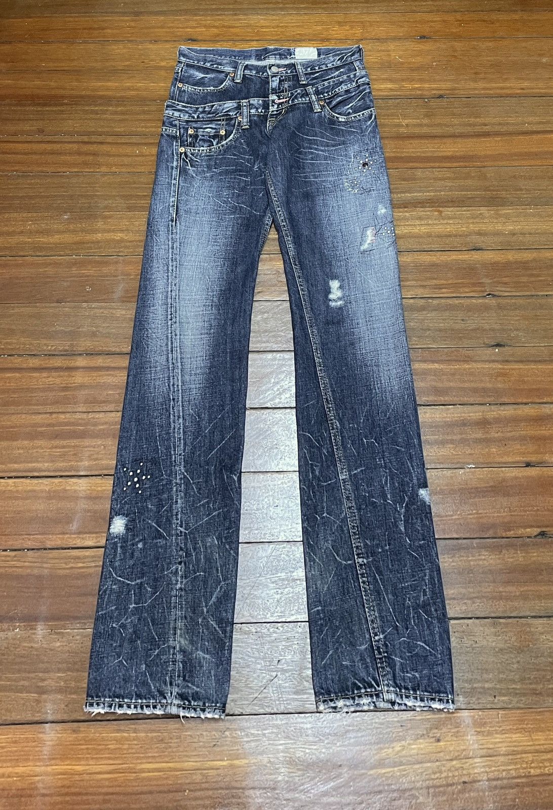 If Six Was Nine Rare Design Vintage Brand Antgauge Double Waist Jeans 1990s Size US 31 - 1 Thumbnail