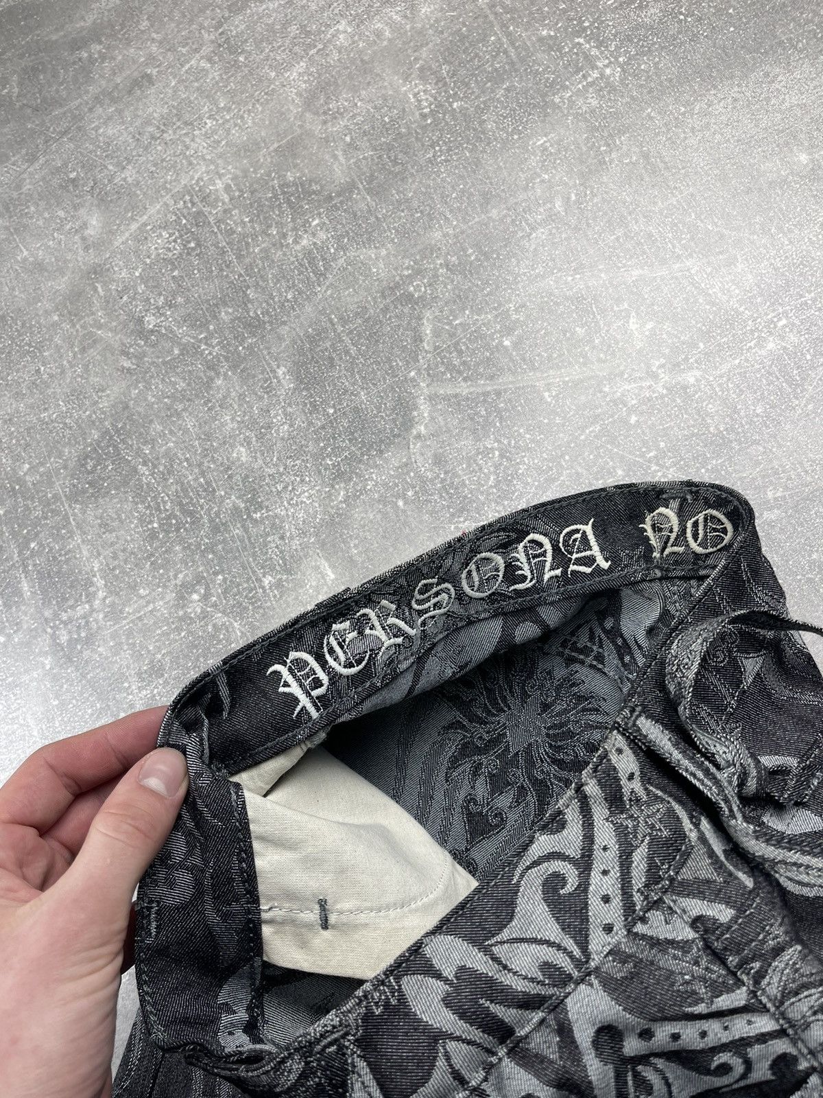 Other Y2K Flared Archive 2000s Black Baroque Pattern Jeans Size 27" / US 4 / IT 40 - 10 Thumbnail