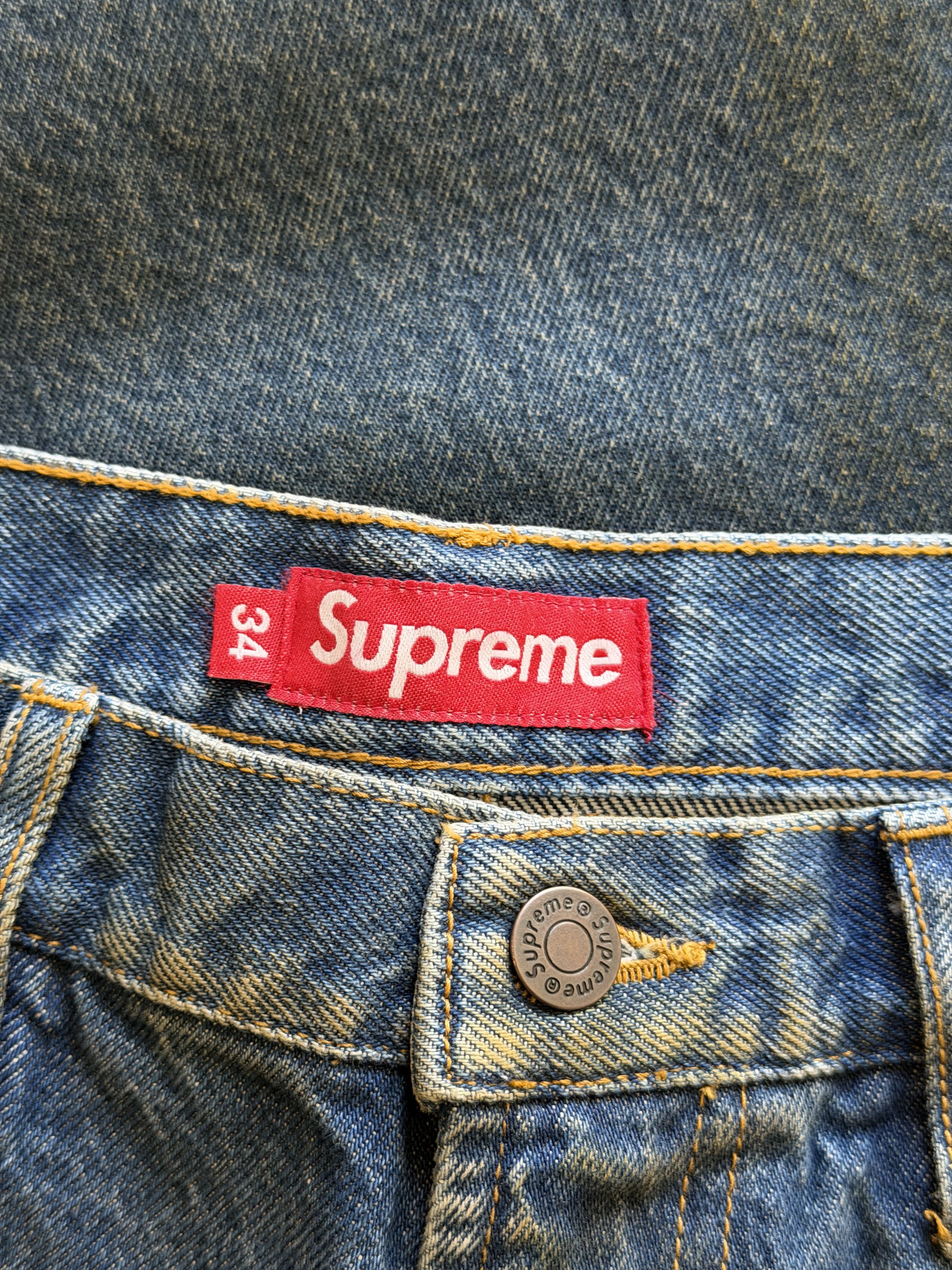Supreme Supreme Leopard Faux Fur Loose Fit Jeans in Washed Indigo Size US 34 / EU 50 - 7 Thumbnail