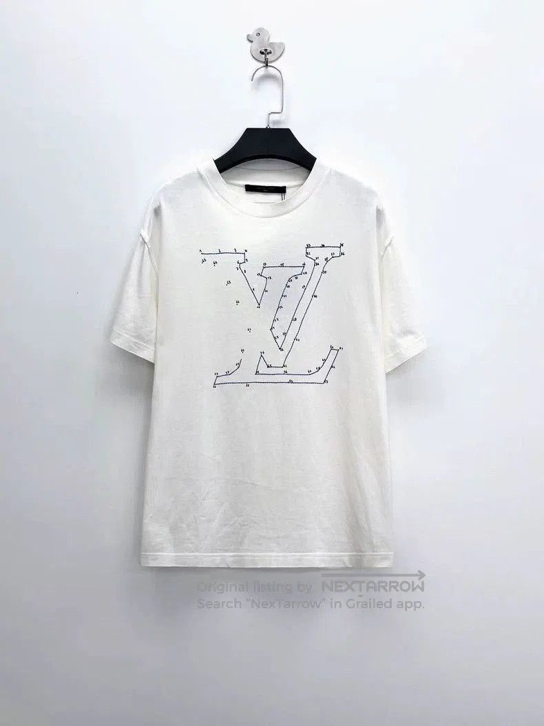Louis Vuitton White Logo Embroidered T.