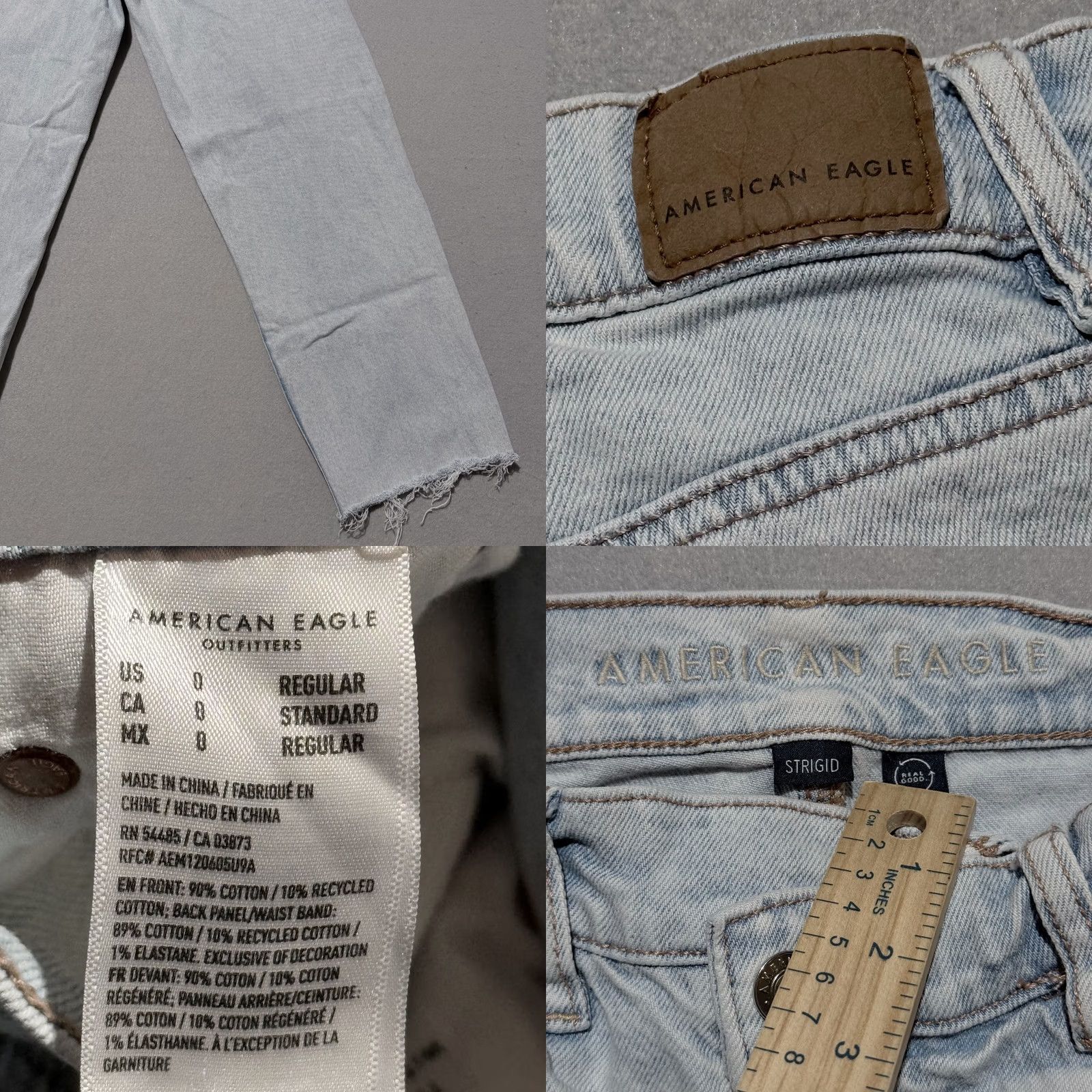 American Eagle Outfitters American Eagle Outfitters Strigid Jeans Women's Blue Denim Stretch Frayed - 0 Size 25" / US 0 / IT 36 - 8 Thumbnail