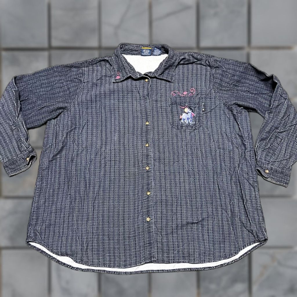 Disney VINTAGE Disney Winnie The Pooh Shirt Womens 26 Plus Button Embroidered Eeyore Blue, Button-Up, 26, 28 Plus, Womens, Disney, Shirt Size 4XL / US 24-26 - 1 Thumbnail
