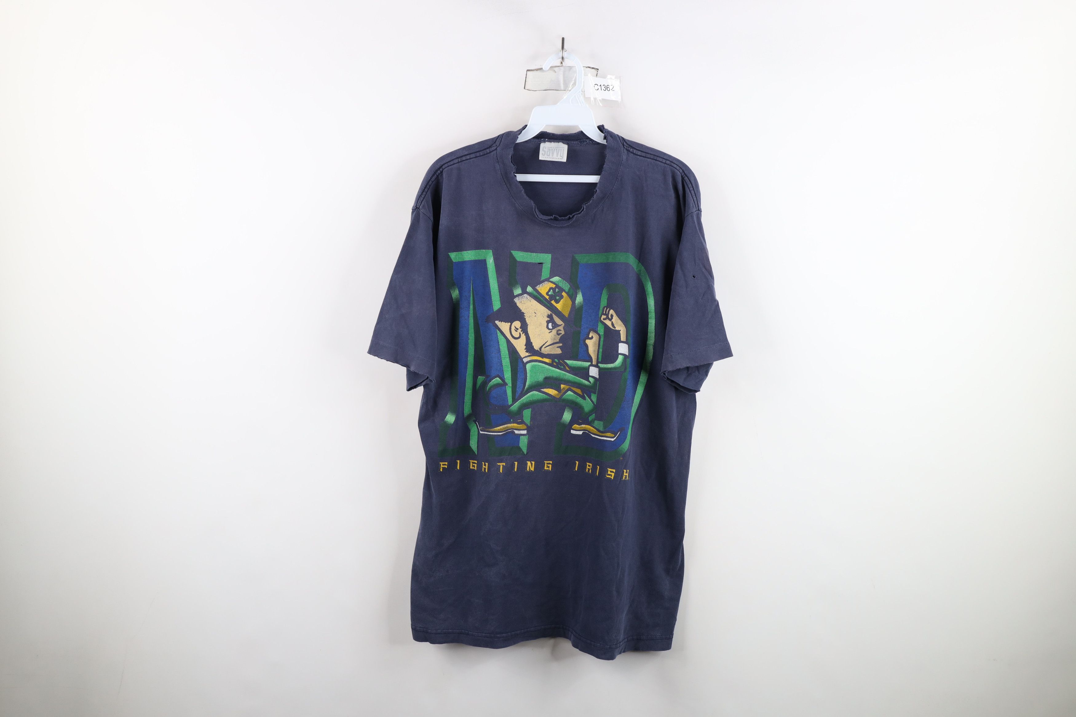 Vintage Vintage 90s Big Logo Notre Dame University T-Shirt Blue Size US L / EU 52-54 / 3 - 1 Thumbnail