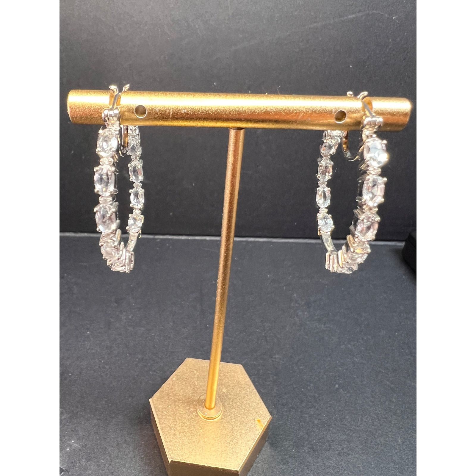 Other NEW Petalite zircon hoop earrings platinum over 925 silver Size ONE SIZE - 1 Thumbnail