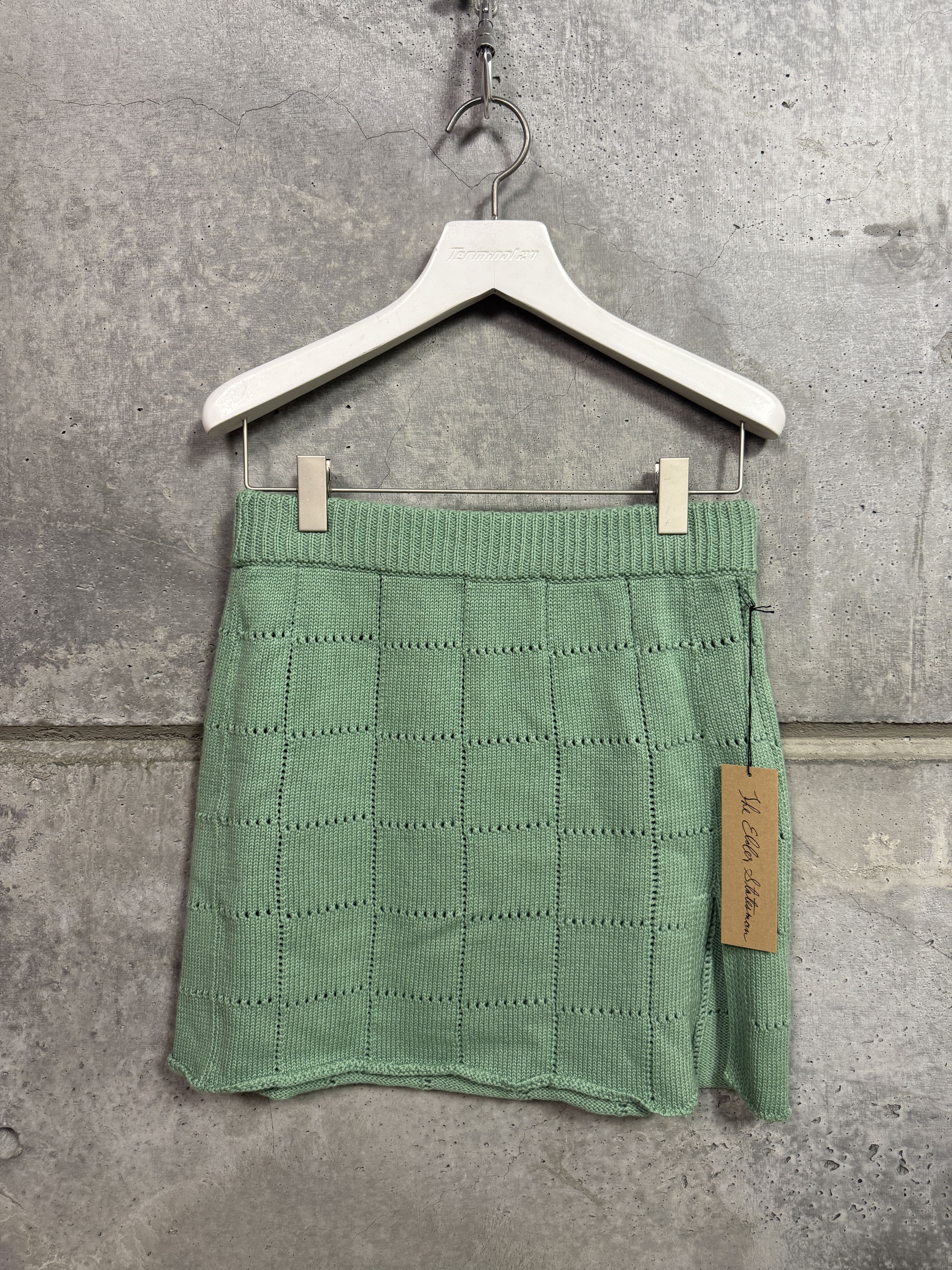 The Elder Statesman $985 The Elder Statesman Mint Grid Pointelle Mini Skirt Size 27" / US 4 / IT 40 - 4 Thumbnail