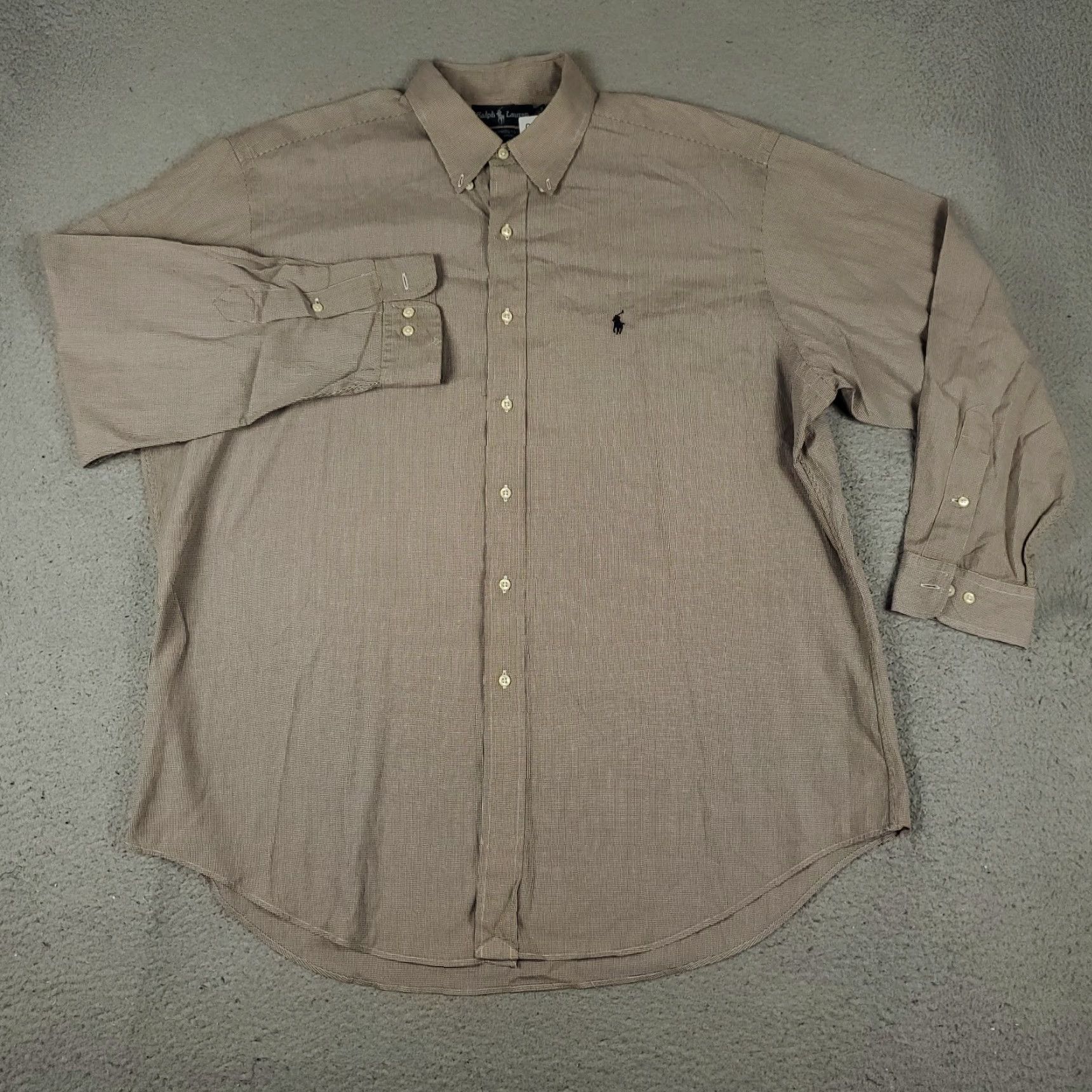 Ralph Lauren Ralph Lauren Shirt Mens 17 Brown Check Dress Button Up Long Sleeve Shirt Mens Brown Check Dress Button-Down 17 Retail Size 46R - 3 Thumbnail