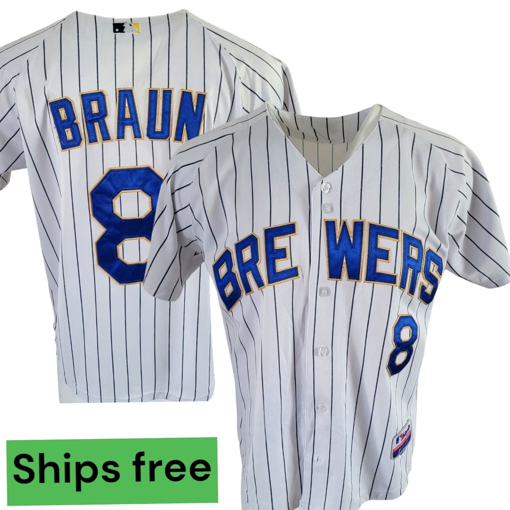 Vintage VINTAGE Majestic Milwaukee Brewers Ryan Braun 8 T-Shirt M White Short Sleeve V-Neck Mens Shirt Size US M / EU 48-50 / 2 - 2 Thumbnail